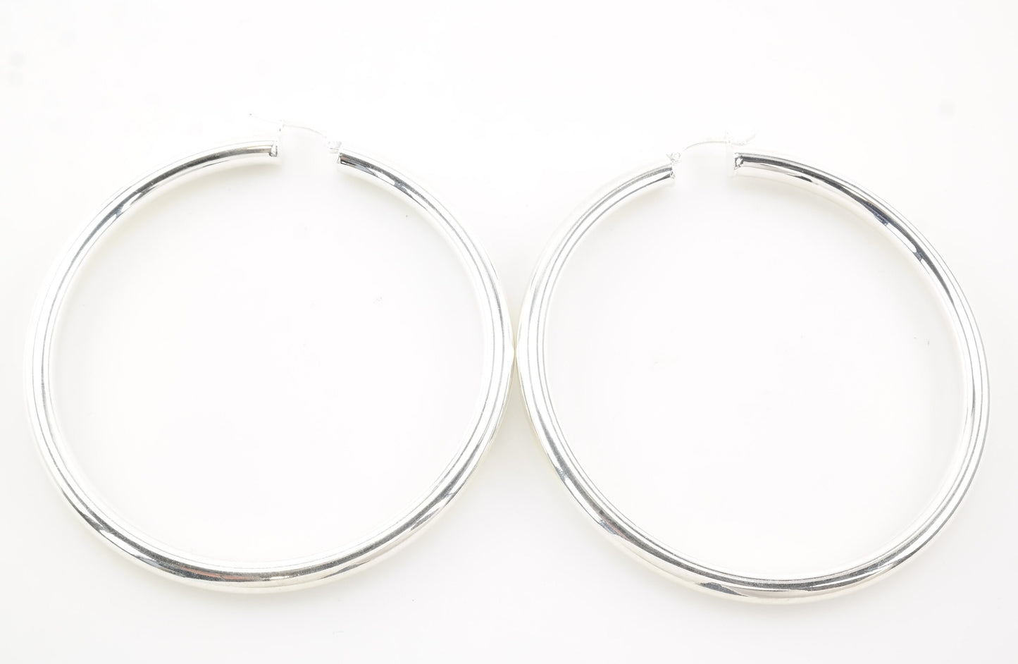 Sterling Silver 2mm x 3mm Thick Earrings Hoop 1 1/2"