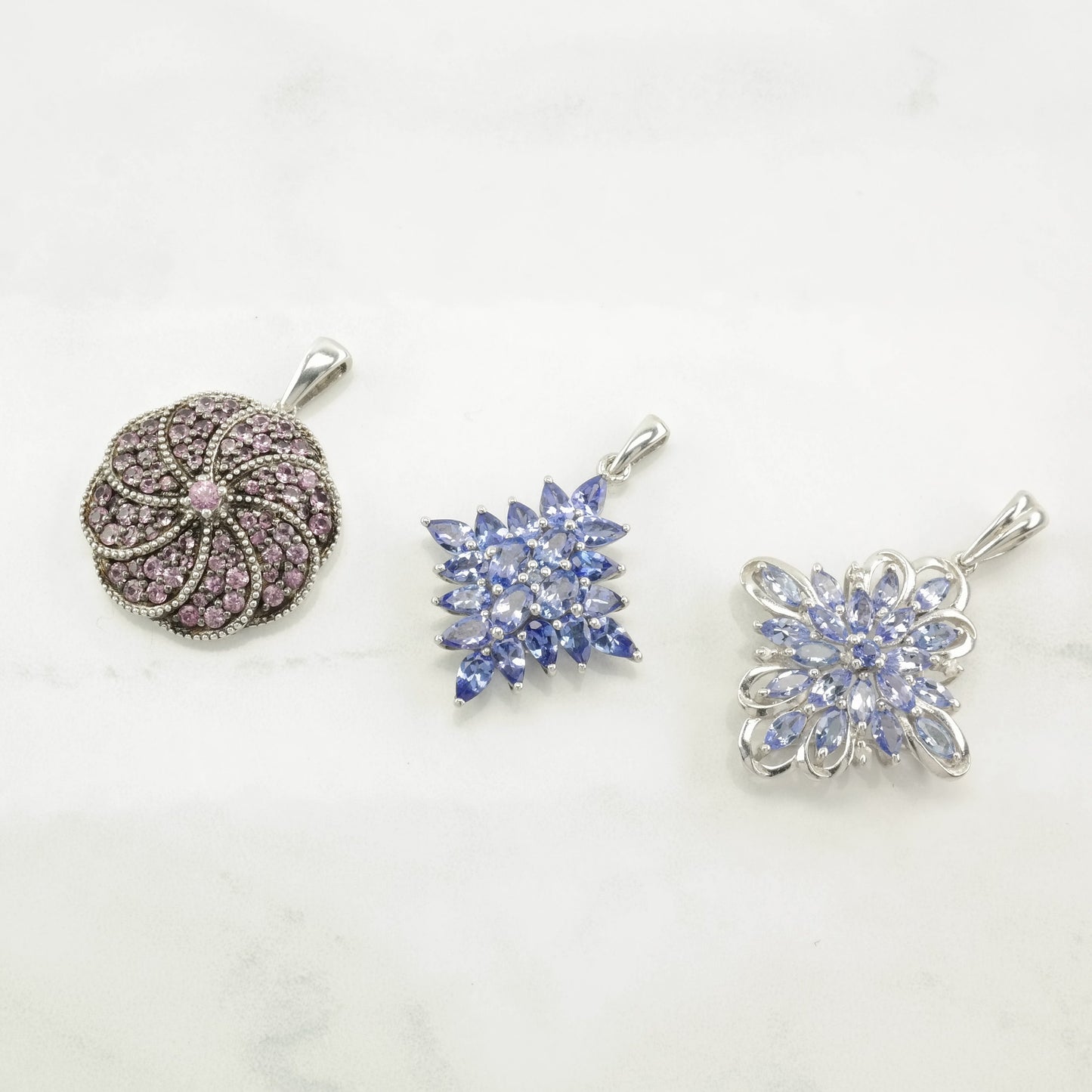 Vintage Topaz, Tanzanite Sterling Silver Pendant