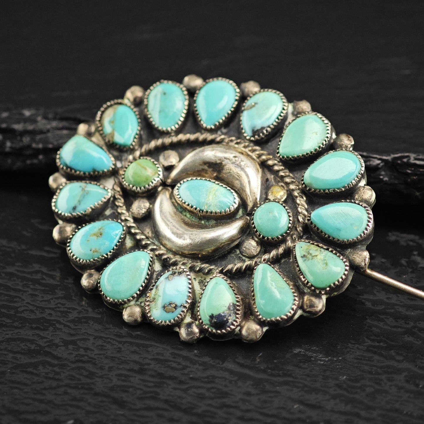 Turquoise Sterling Silver Oval Pin