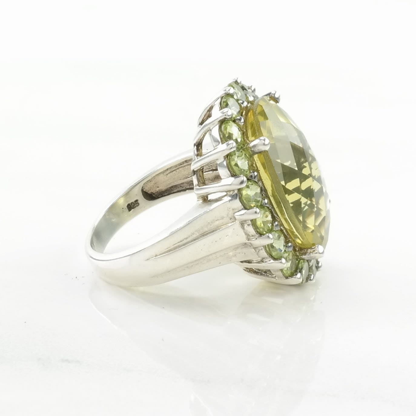 Sterling Silver Ring Lemon Quartz Peridot Yellow Size 6 1/4