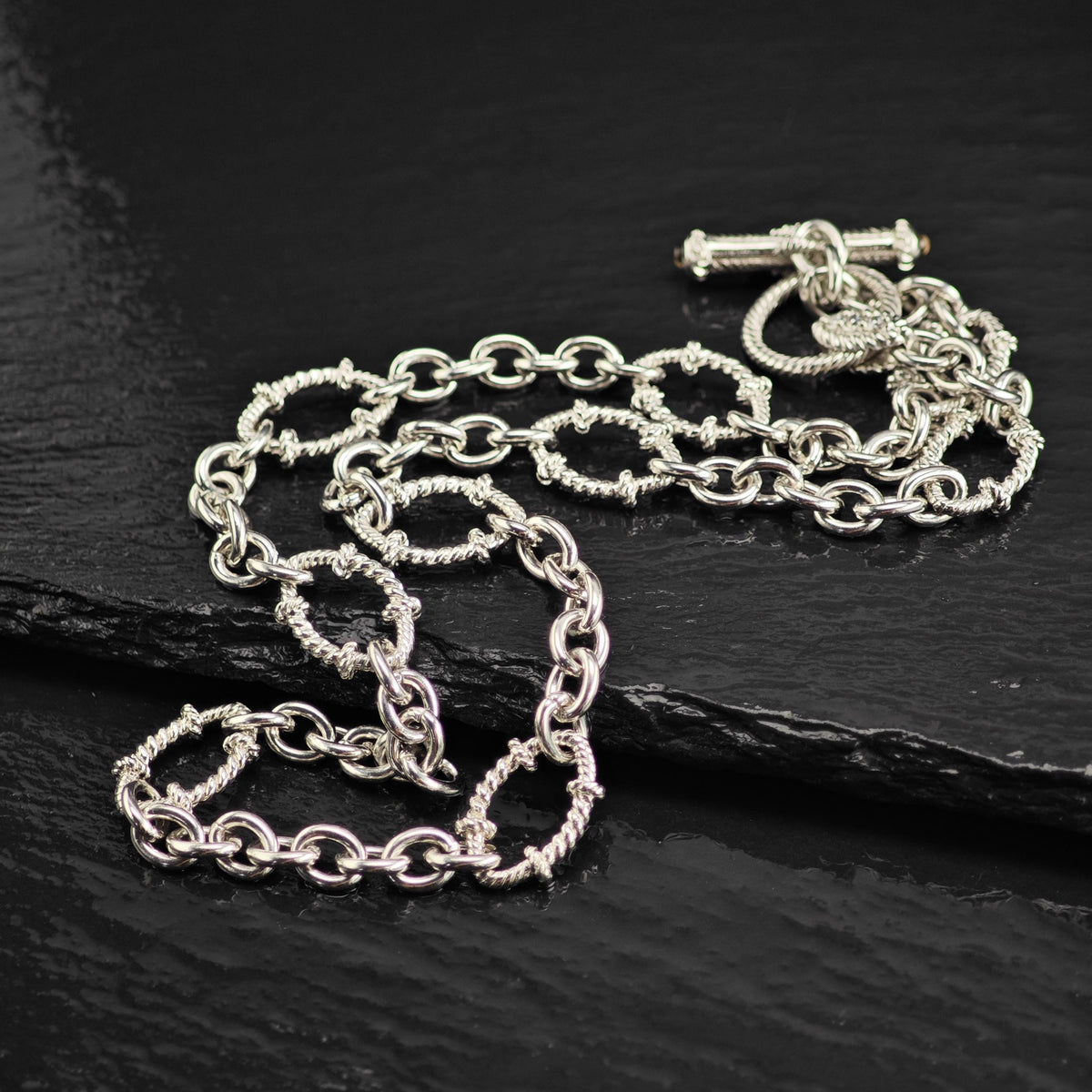 Vintage Judith Ripka CZ, Citrine Sterling Silver Link Chain Necklace N2803