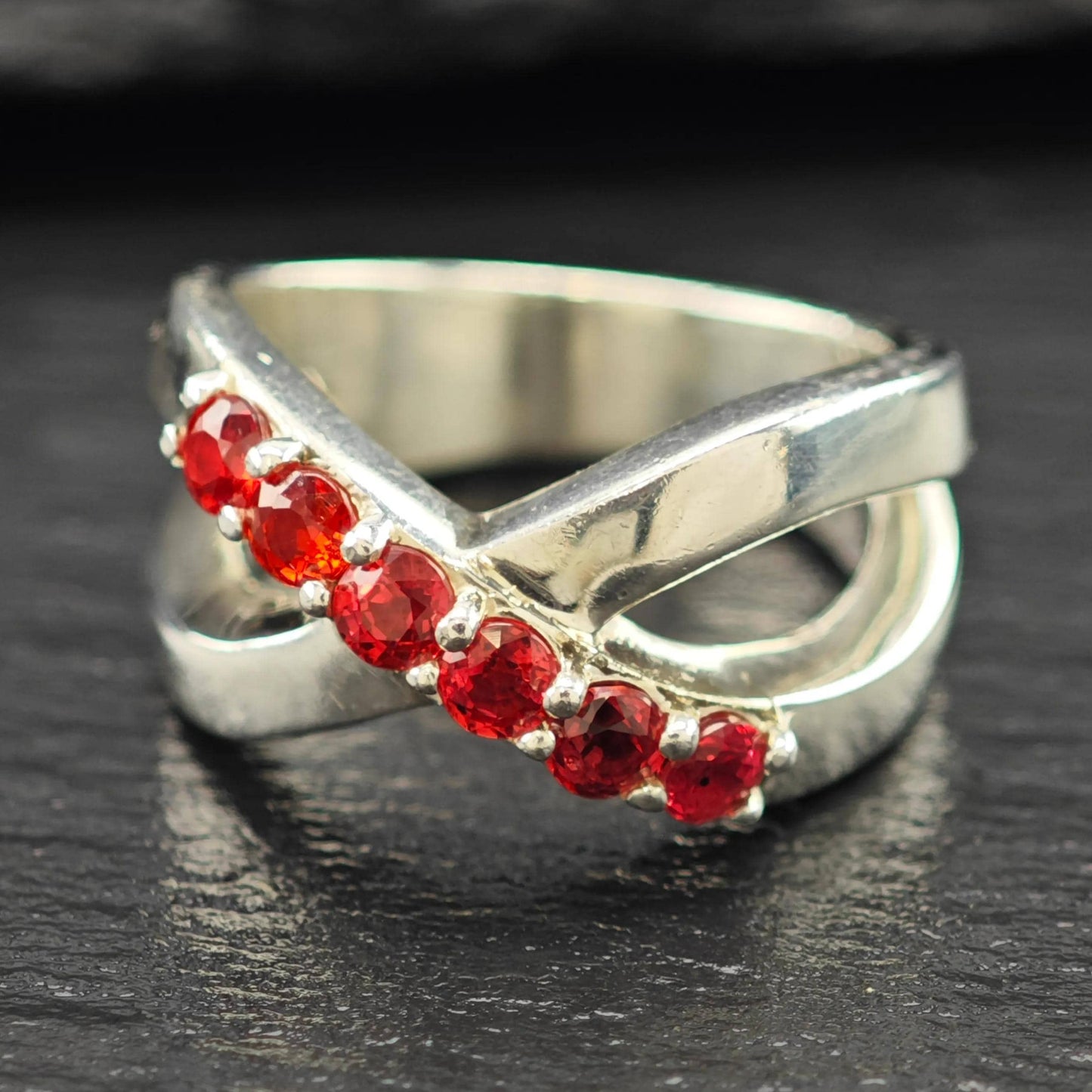 Sterling Silver Ring Red Lab Ruby Center Size 6 1/2 R6110