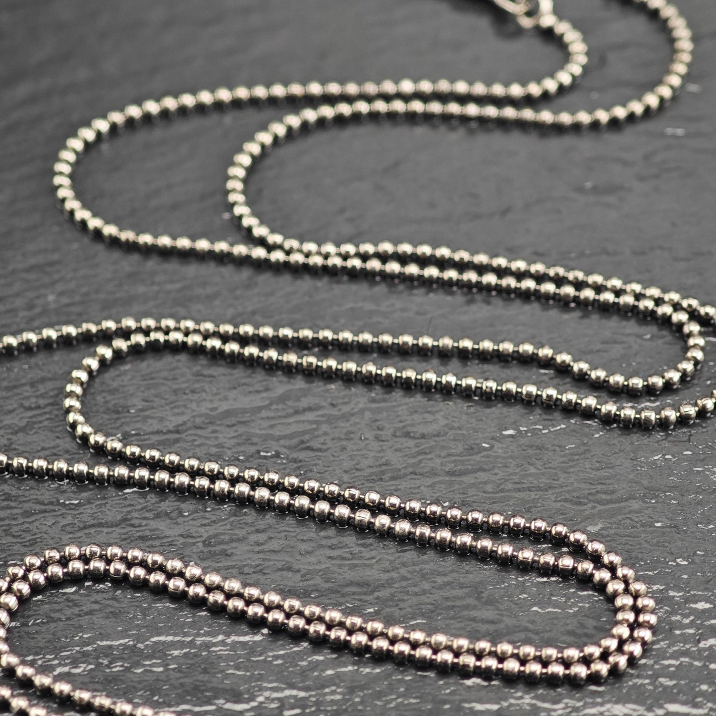 Black Oxidized Ball Chain Sterling Silver Necklace N2765