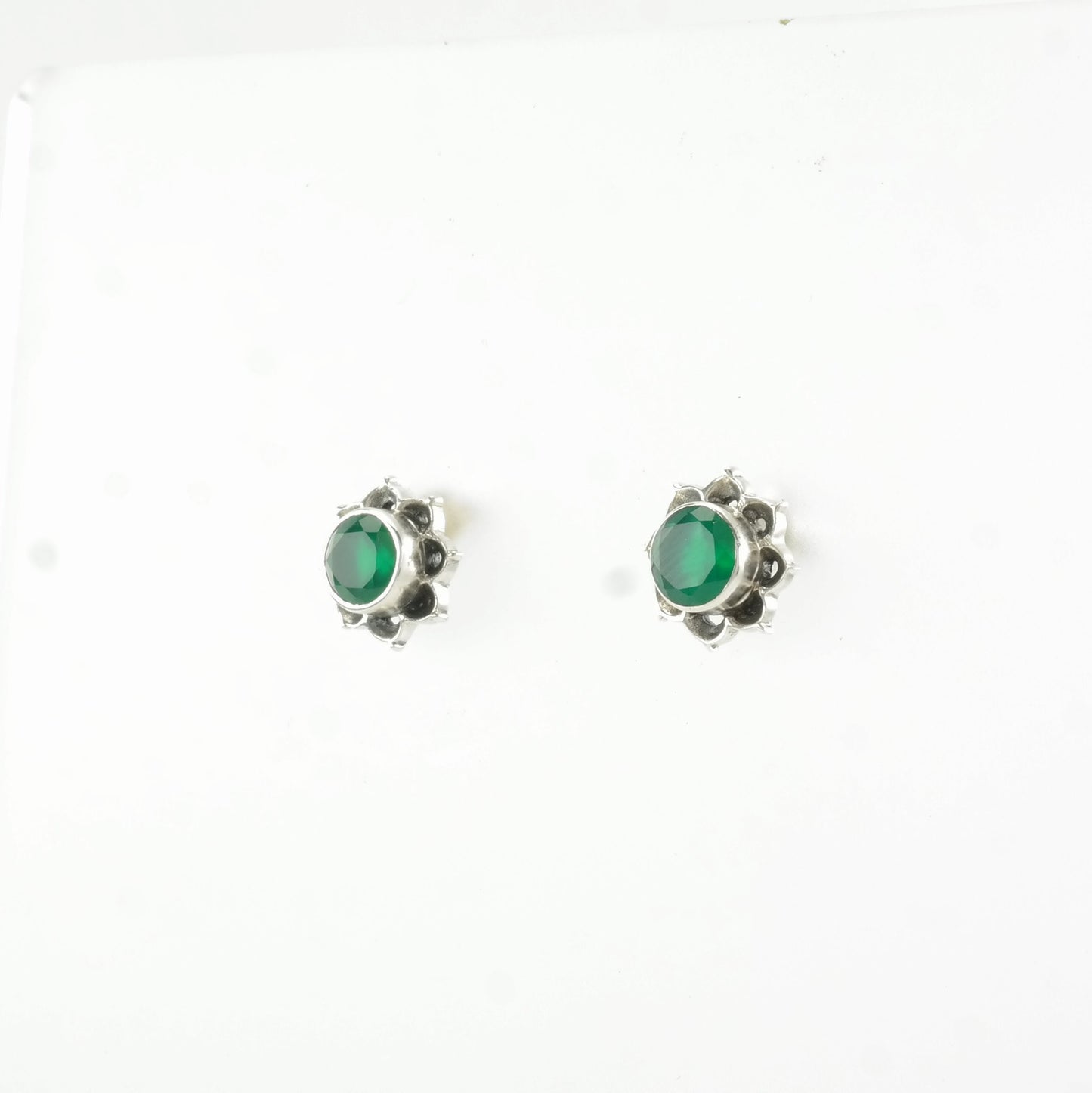 Nicky Butler Sterling Silver Green Chrysoprase Floral Earrings Stud