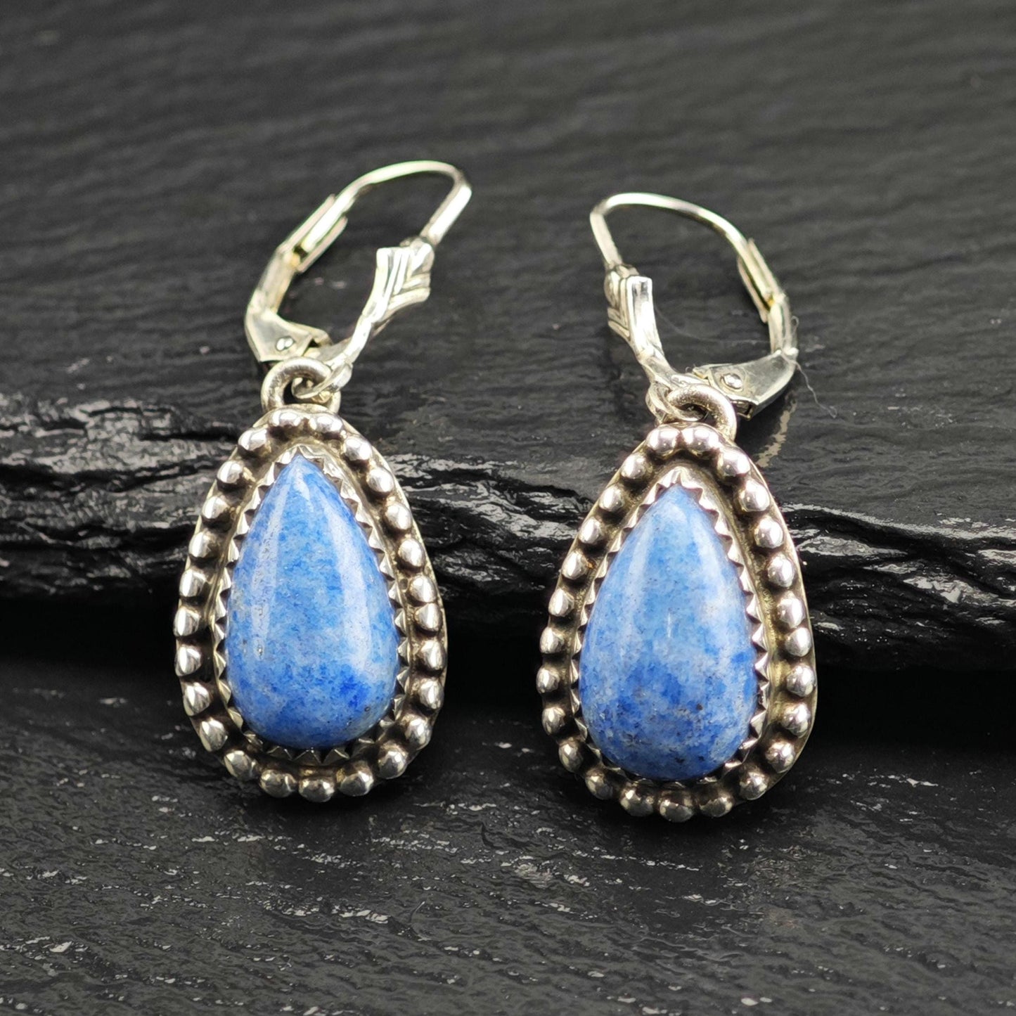 Carol Felley Blue Sodalite Sterling Silver Latch Back/Dangle Earrings ER3113