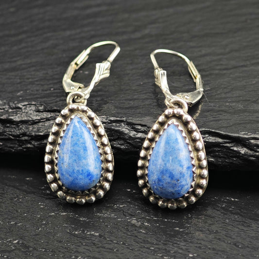 Carol Felley Blue Sodalite Sterling Silver Latch Back/Dangle Earrings ER3113
