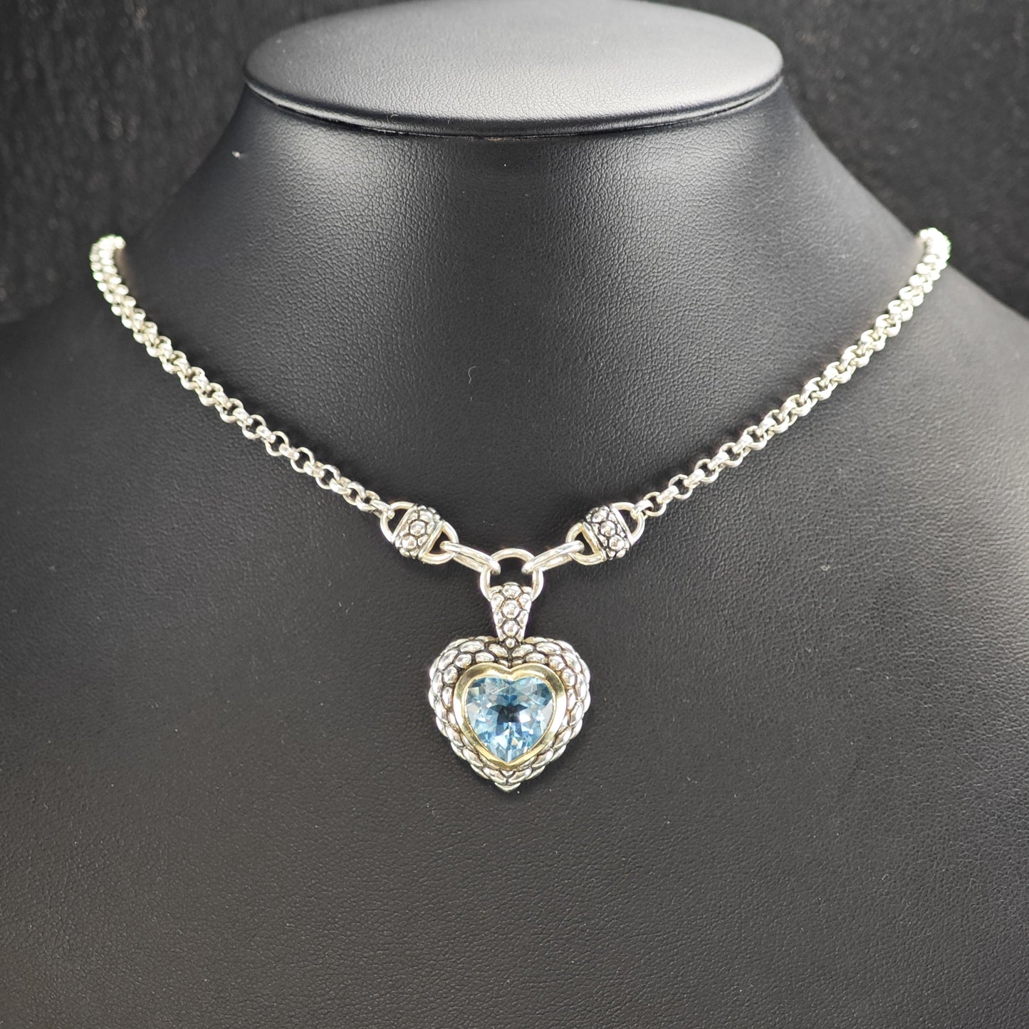 Designer Topaz 14K Gold Accent, Heart Sterling Silver Necklace N2731