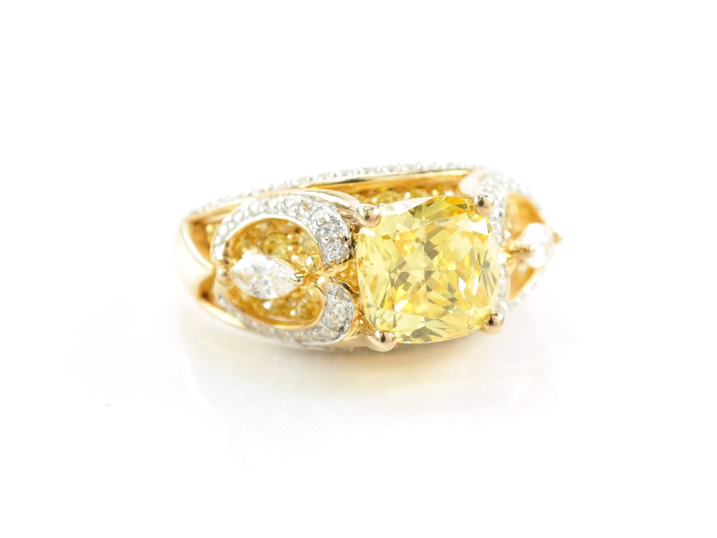 Sterling Silver Ring CZ Gold Plated Size 7