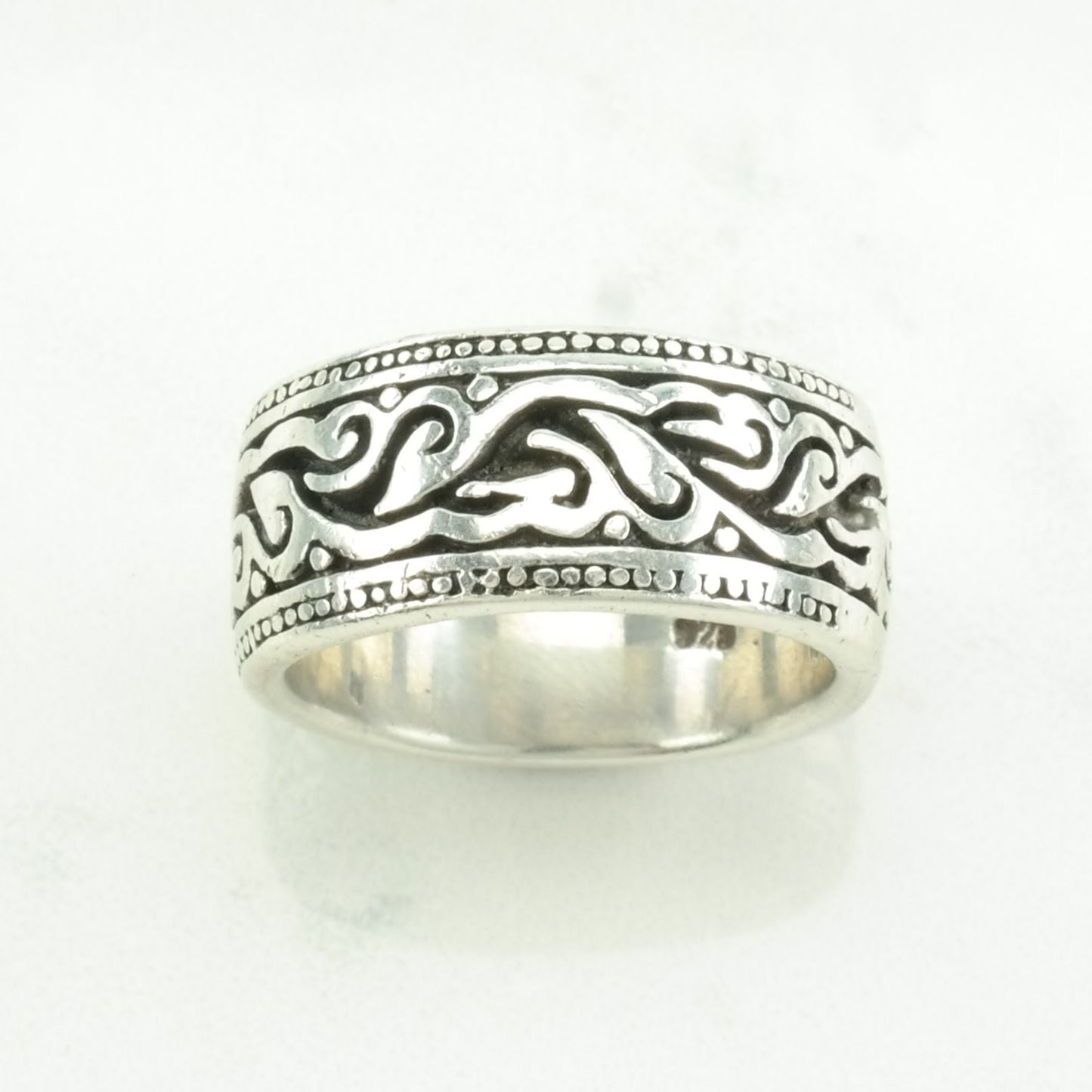 Sterling Silver Ring Wave Overlay Size 7 3/4