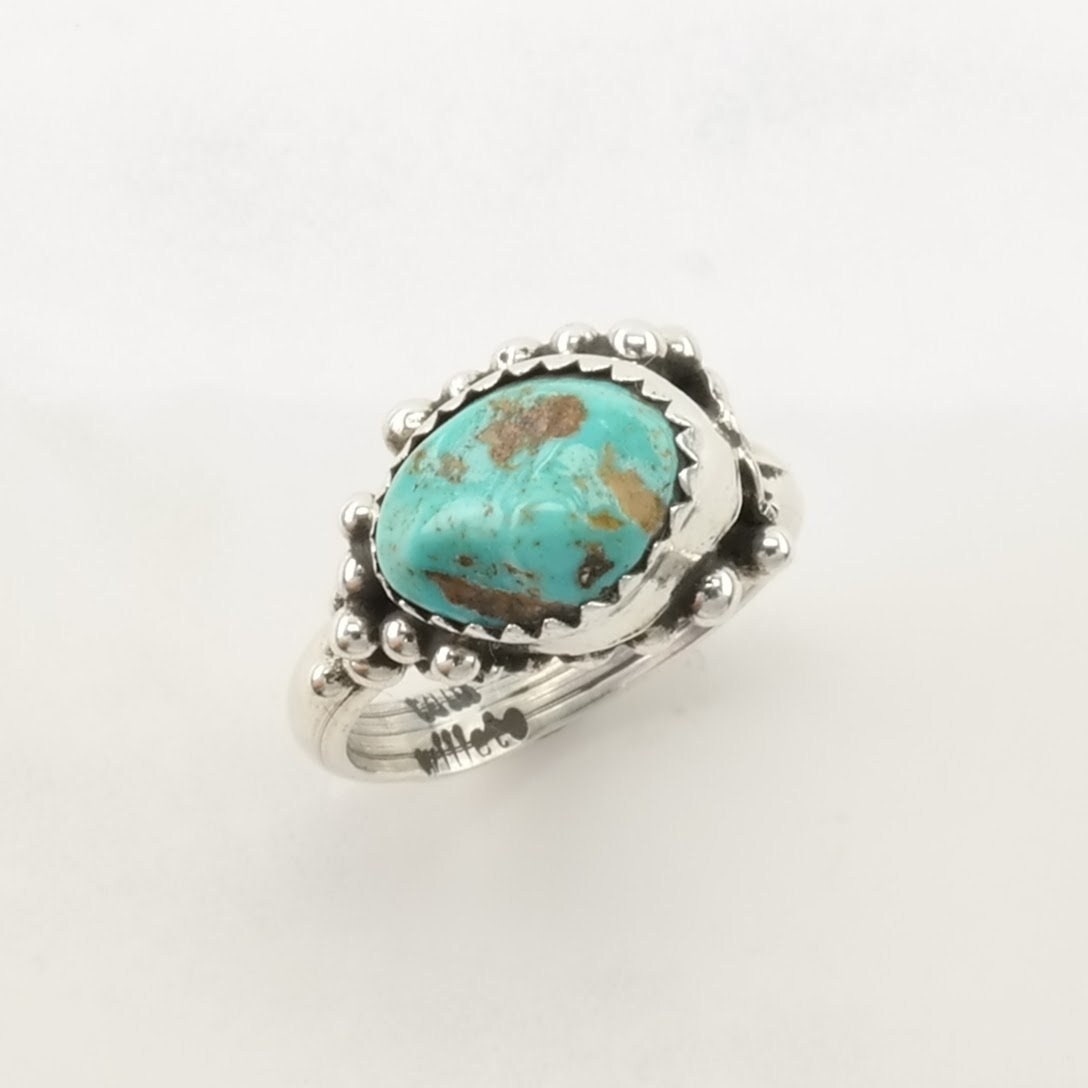 Vintage Native American Silver Ring Turquoise Sterling Blue Size 7