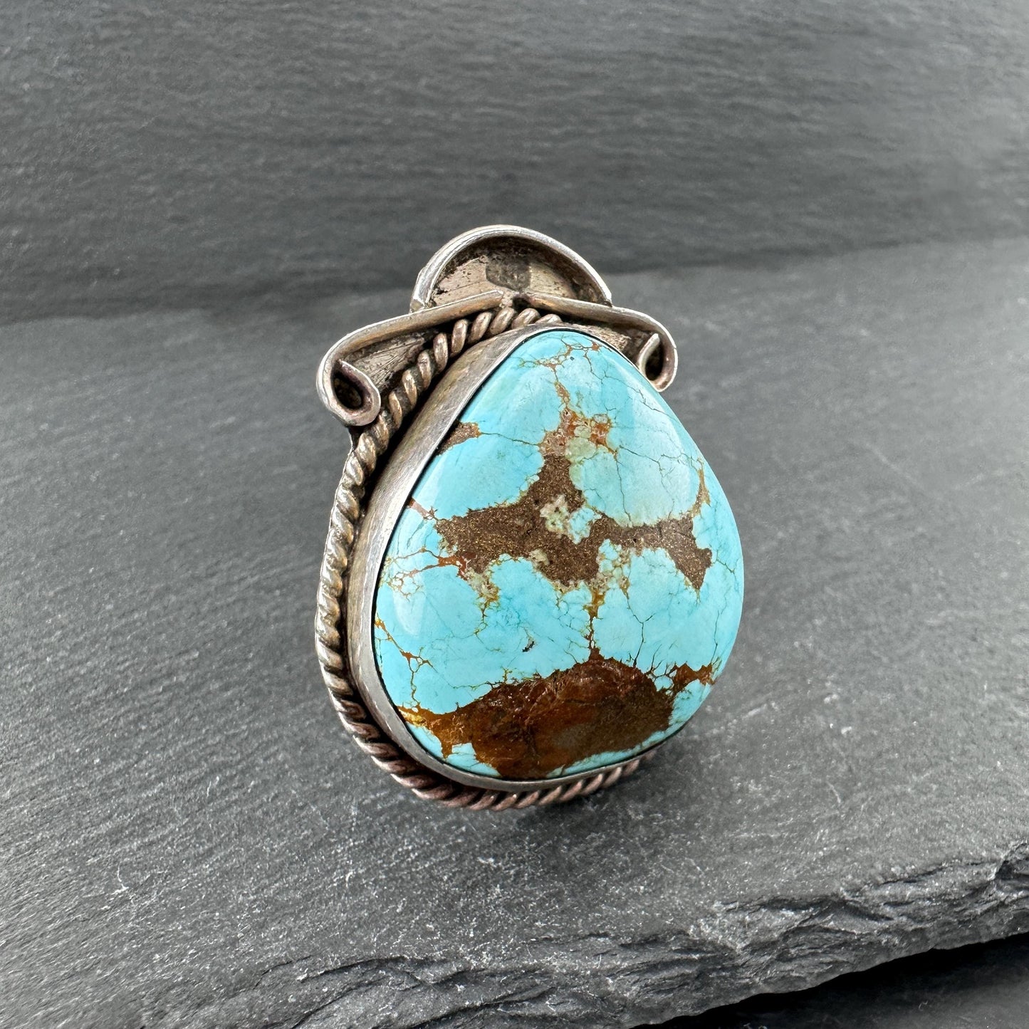 Native American, Large Number Eight Turquoise Ring Sterling Silver