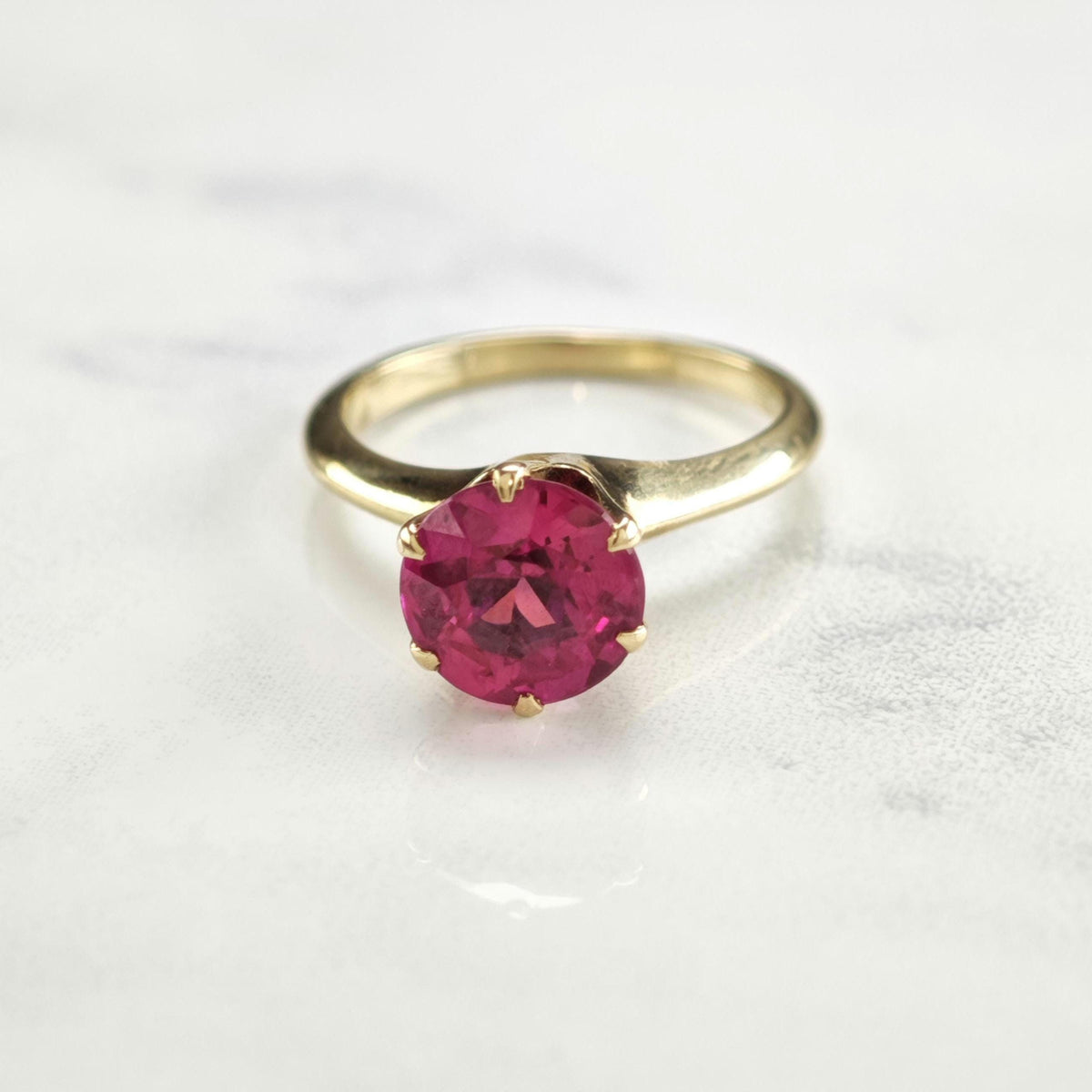 Antique Pink 7mm Flux Ruby 10K Gold Ring Sz 4 R6776