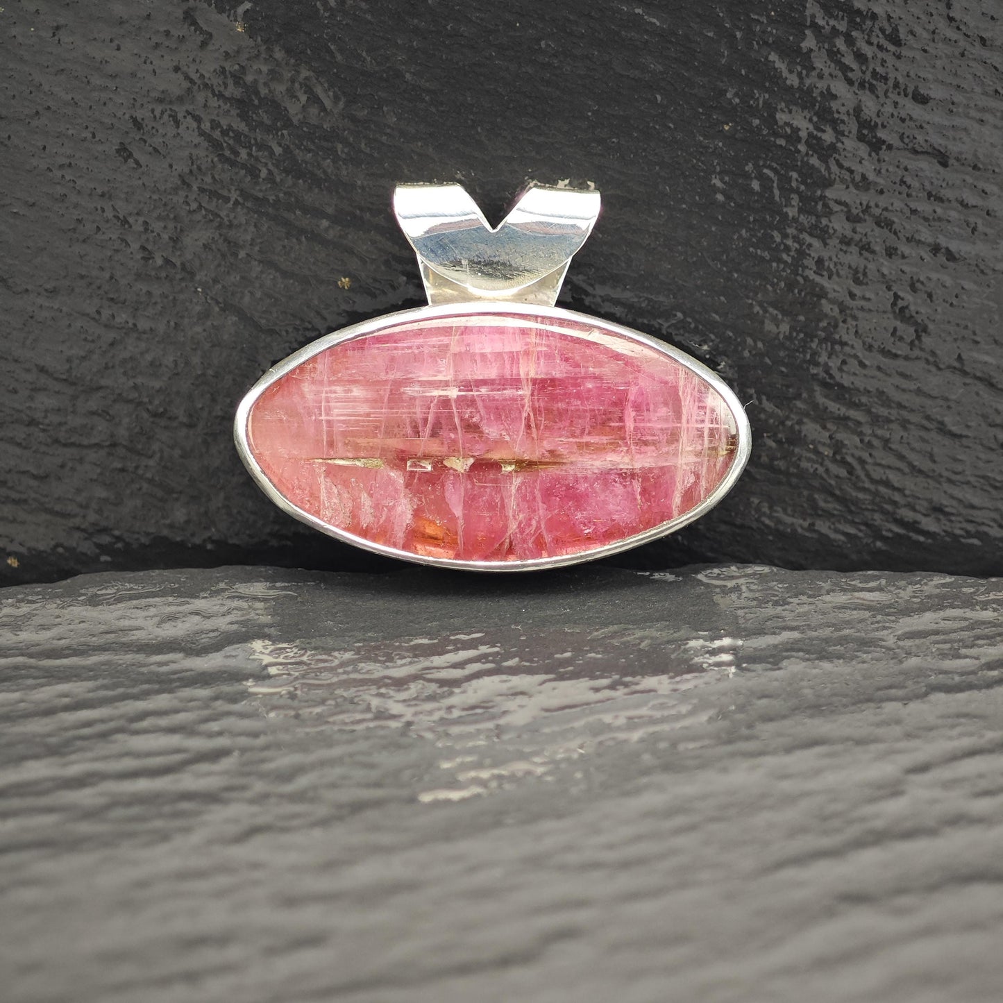 Vintage Pink Gemstone Pendant Sterling Silver