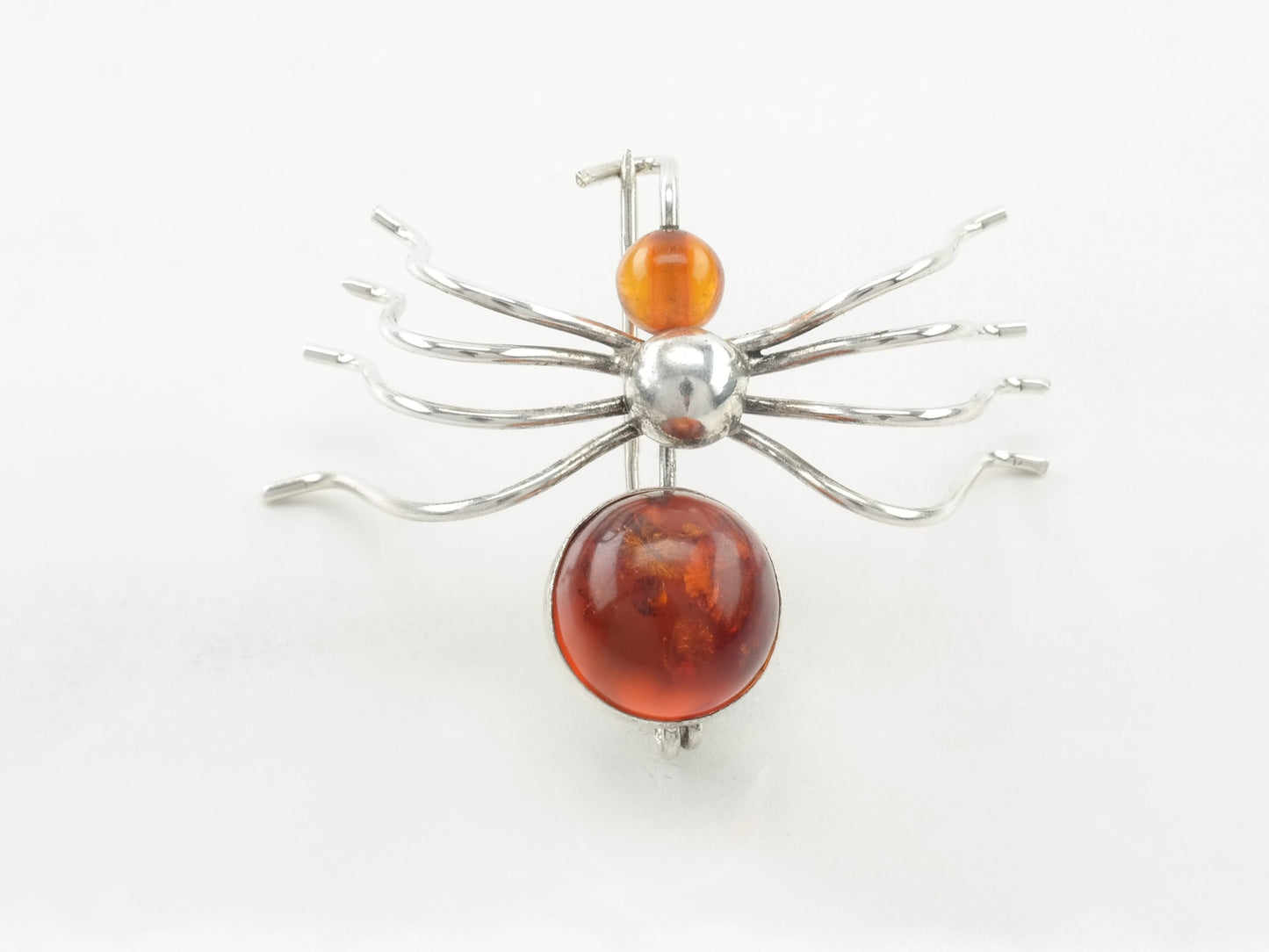 Spider Brooch Baltic Amber Sterling Silver