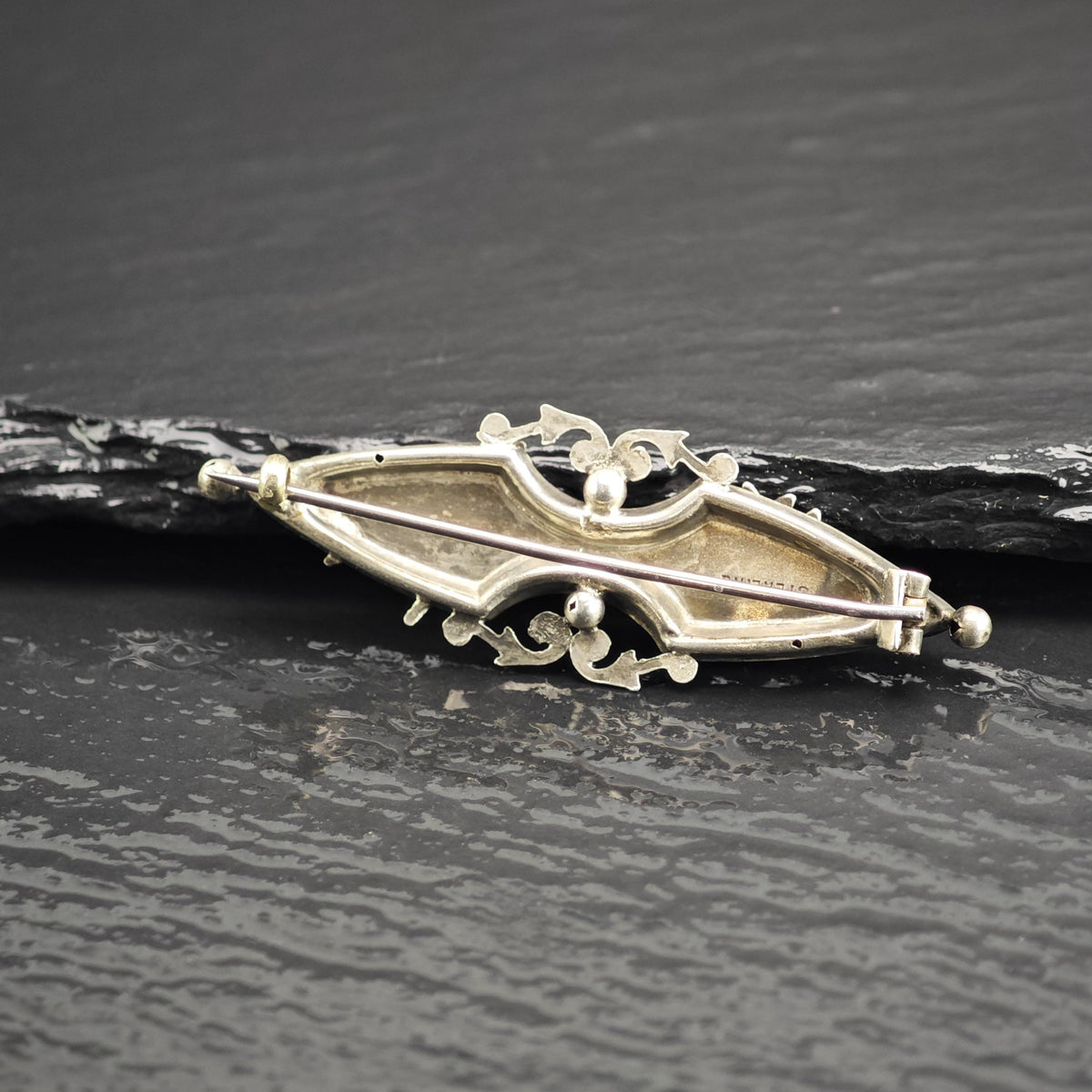 Rose Gold Accent Bird & Flower Brooch Sterling Silver B2243