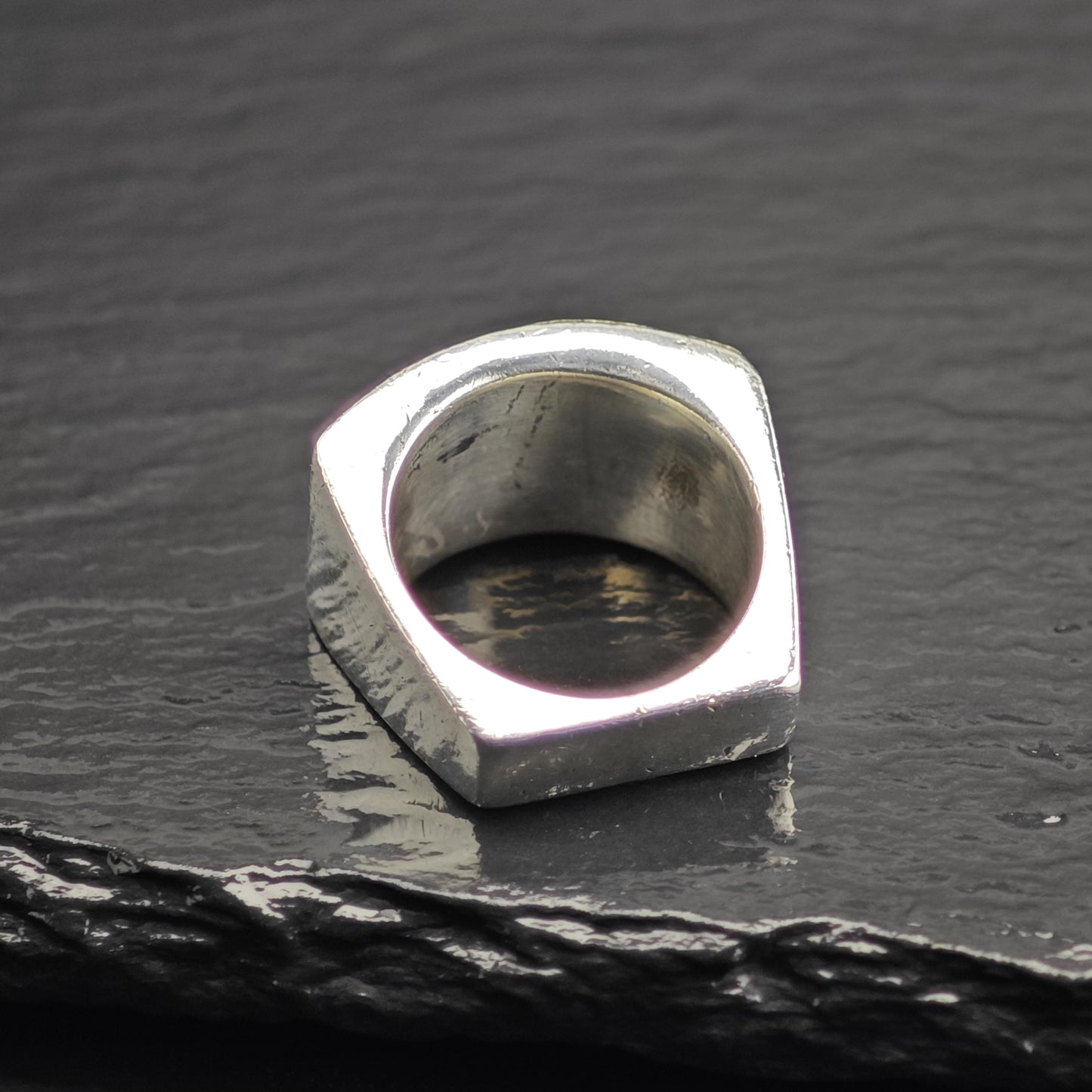 Hammered Gold Accent Sterling Silver Ring Sz 5 1/4 R6698