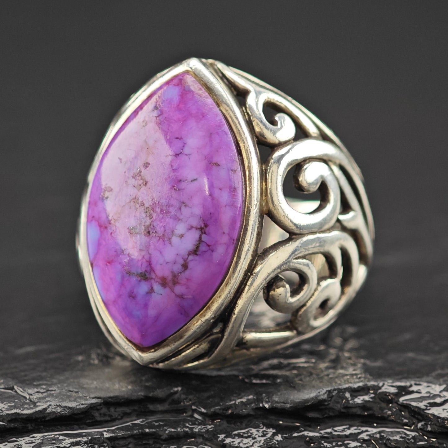 Purple Mojave Statement Ring Sterling Silver Size 5 3/4 R6082