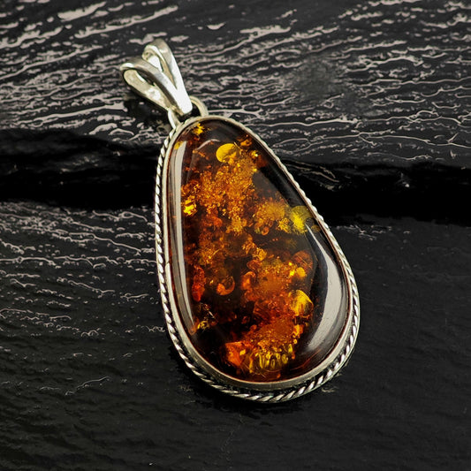Amber Sterling Silver Pendant P3164