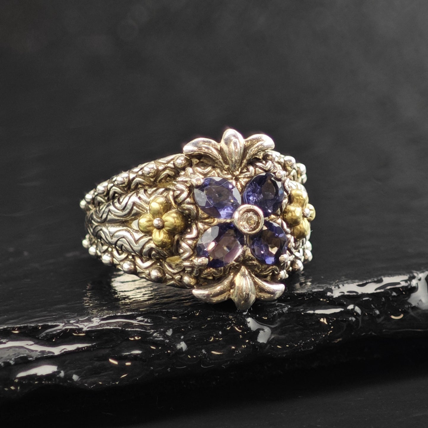 Bixby Tanzanite 18K Gold Accent Sterling Silver Ring Sz 6 R6548