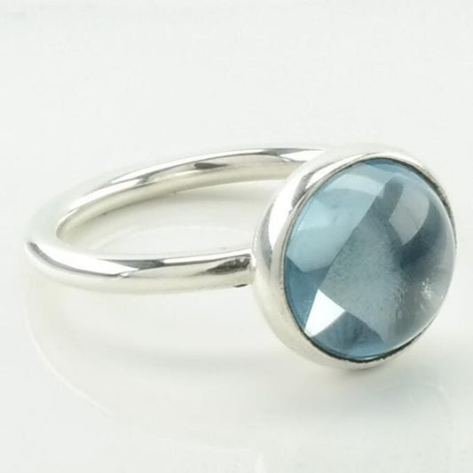 Vintage Pandora Silver Ring Aqua, Droplet Sterling Blue Size 5 1/4