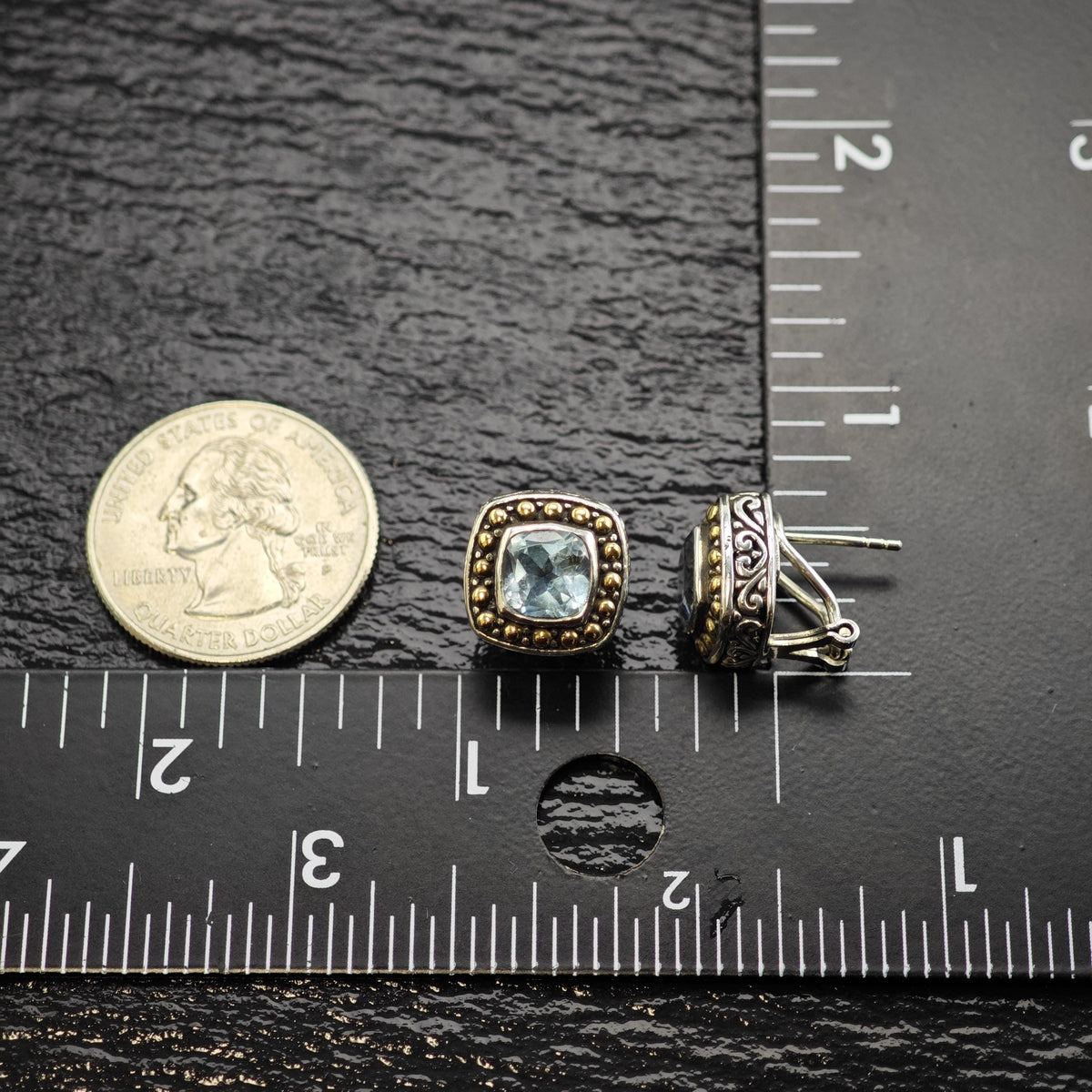 Topaz 18K Gold Accent Sterling Silver Omega/Stud Earrings ER3226