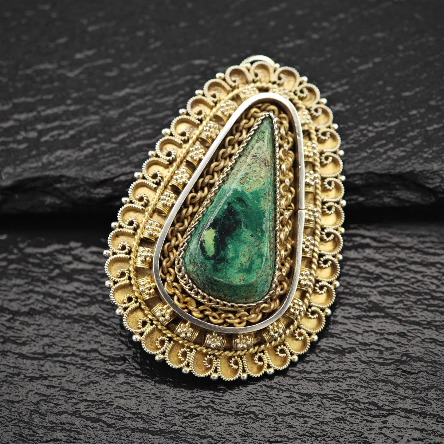 Light Gold Washed Eilat Brooch/Pendant Sterling Silver