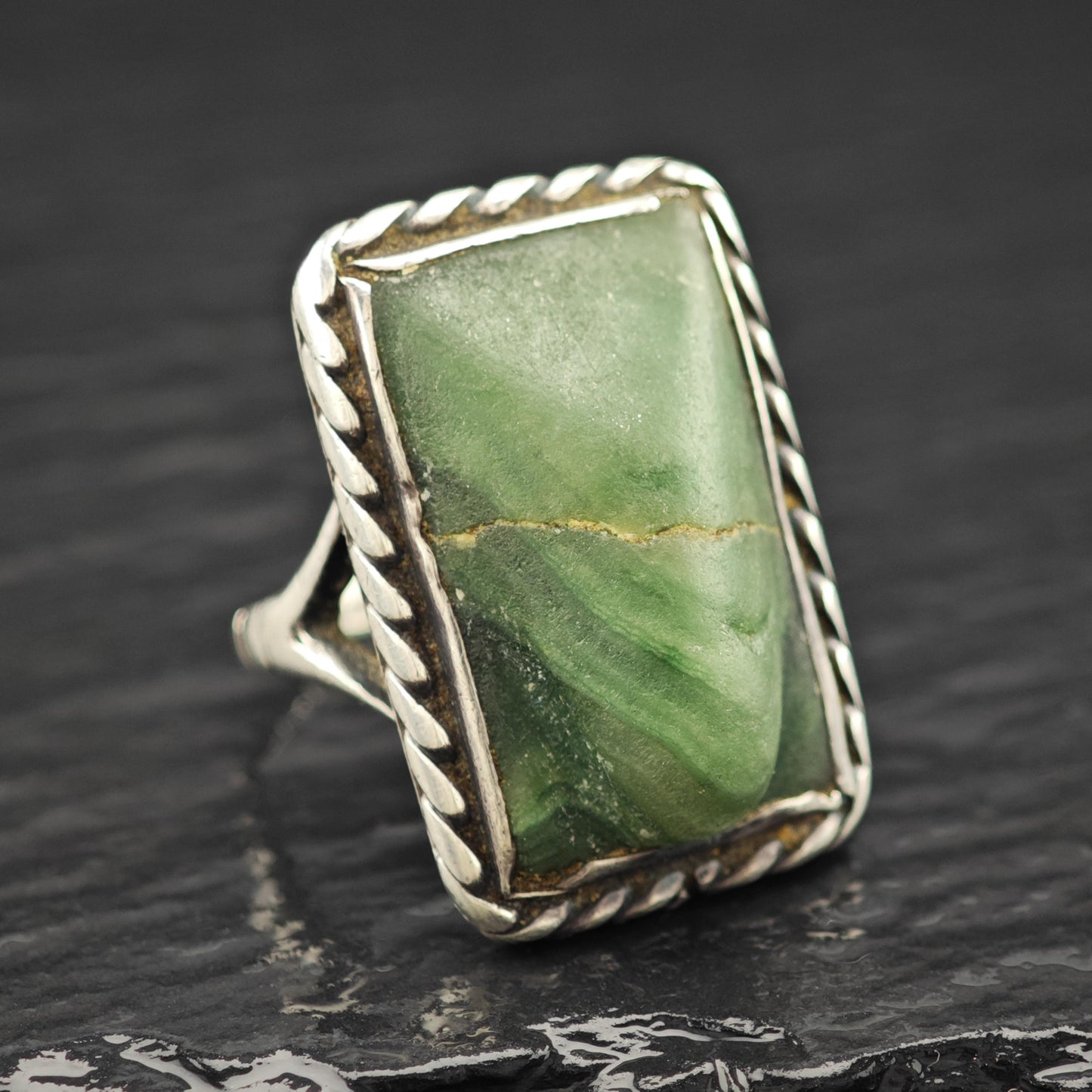 AS IS Mexico Alabaster Ring Sterling Silver Sz 7 1/4 R6139