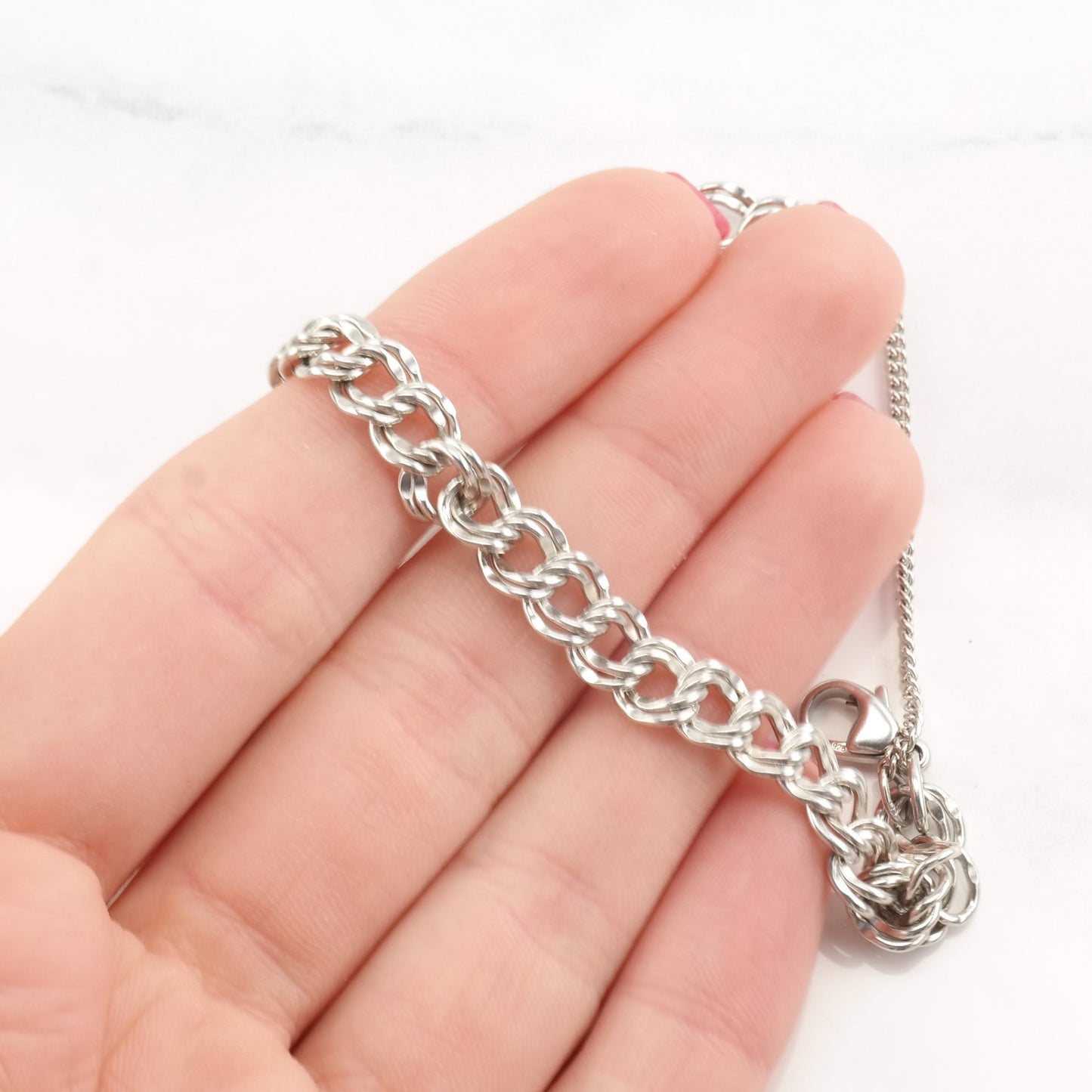 James Avery Sterling Silver Link Bracelet Double Curb Charm