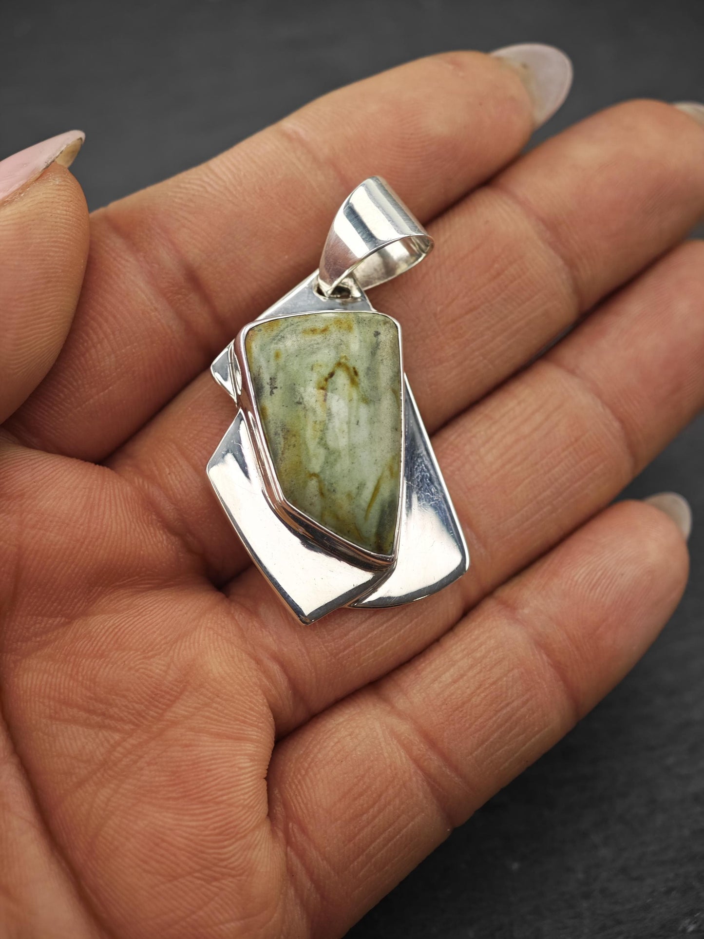 DTR Green Gemstone Pendant Sterling Silver