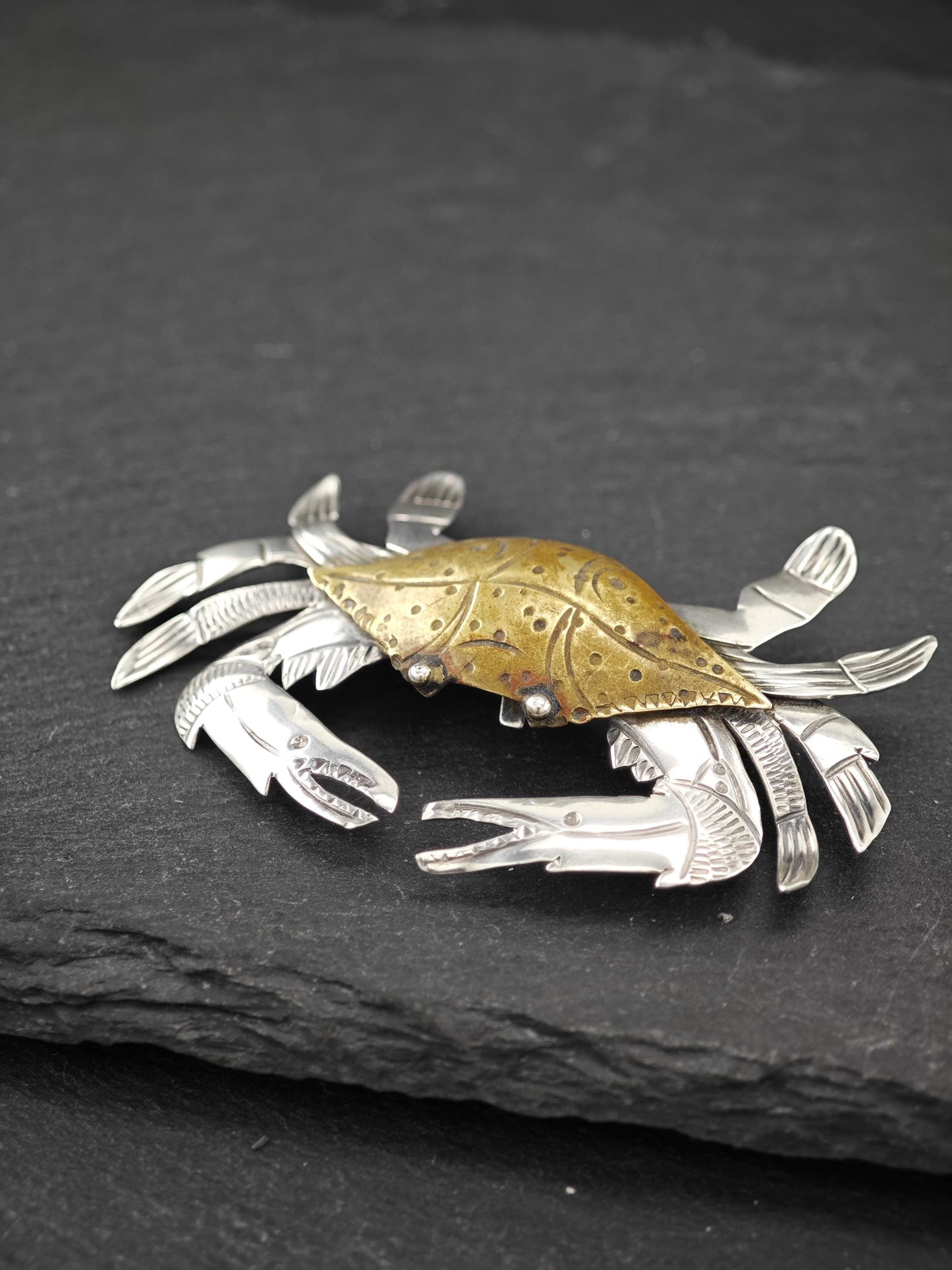 Studio Brass, Gold Tone Crab Brooch/Pendant Sterling Silver