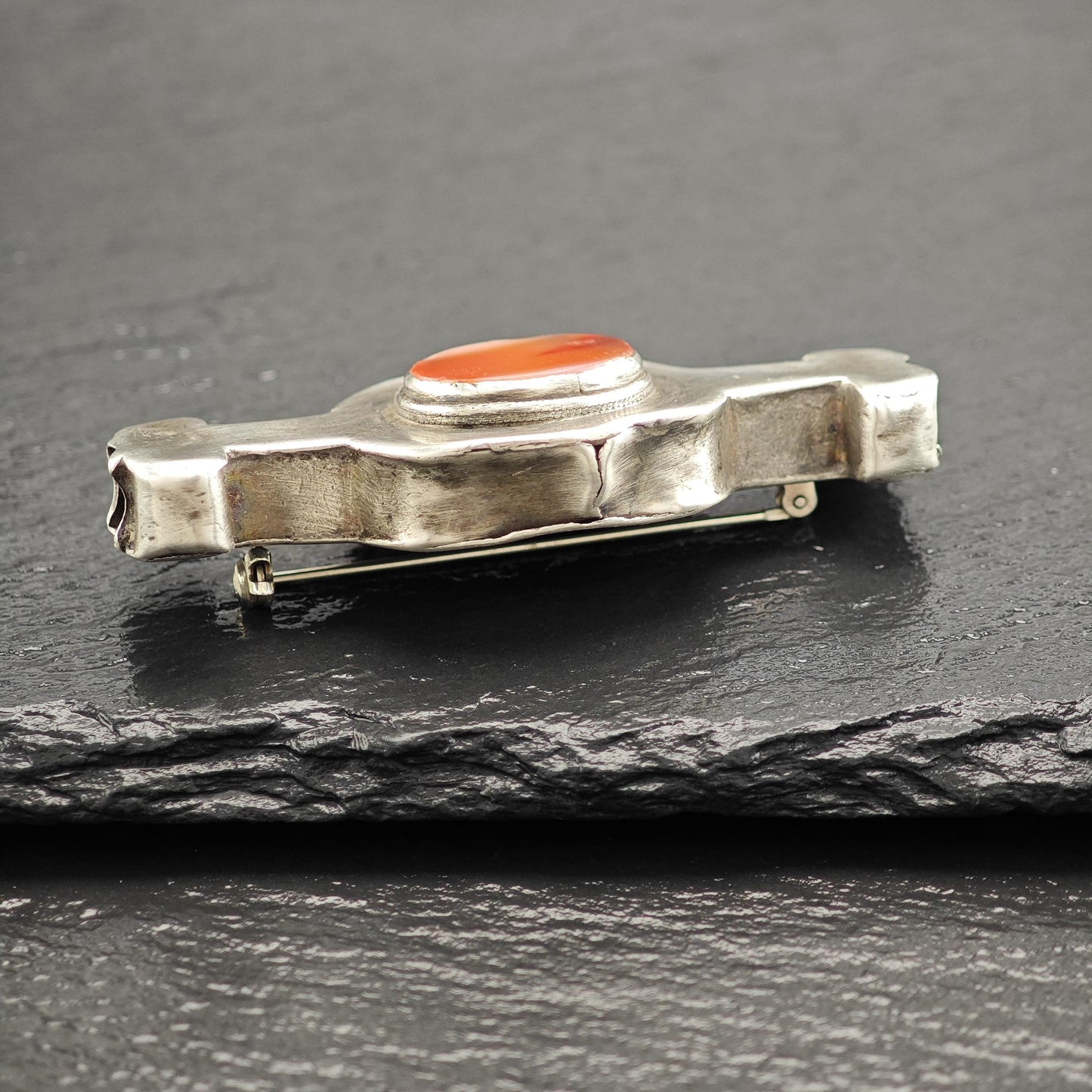 Handmade Carnelian Brooch Sterling Silver