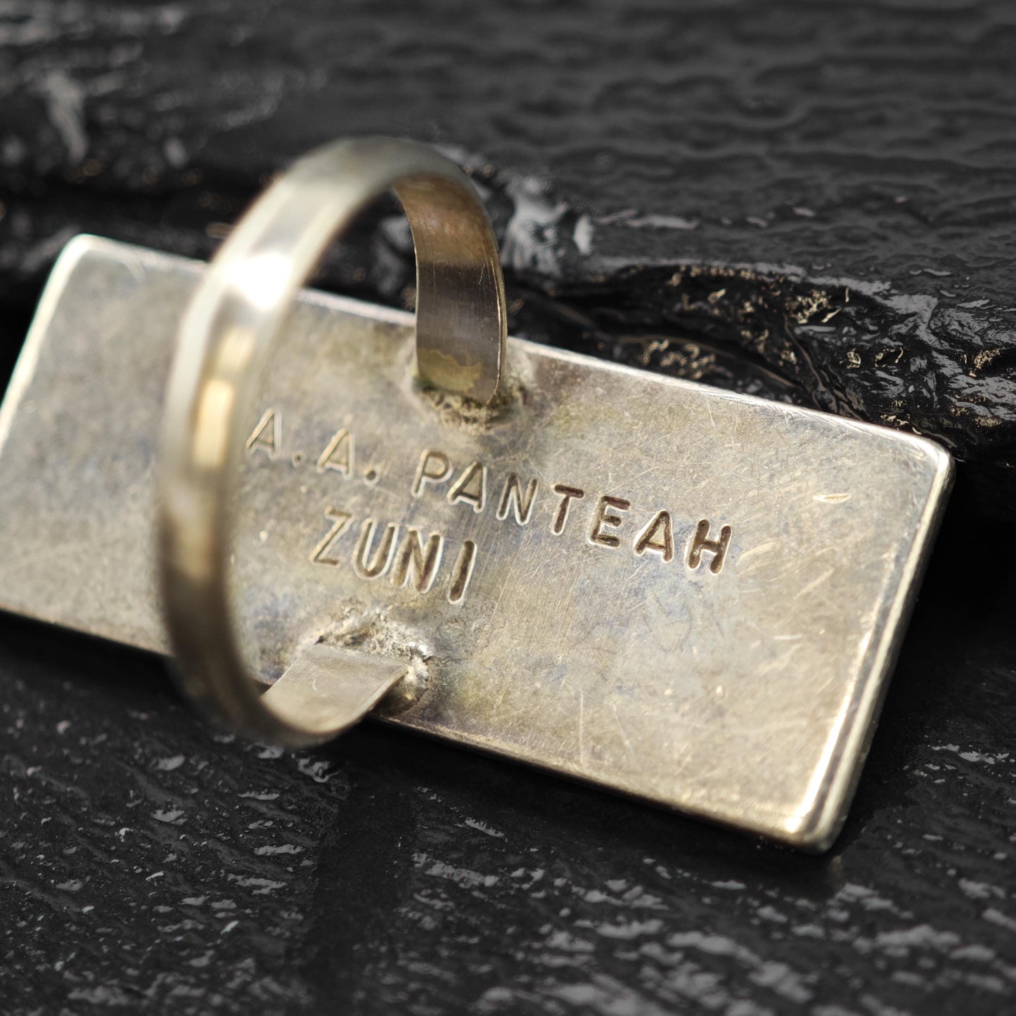 Zuni, Native American Turquoise, Coral Inlay Ring Sterling Silver Sz 6