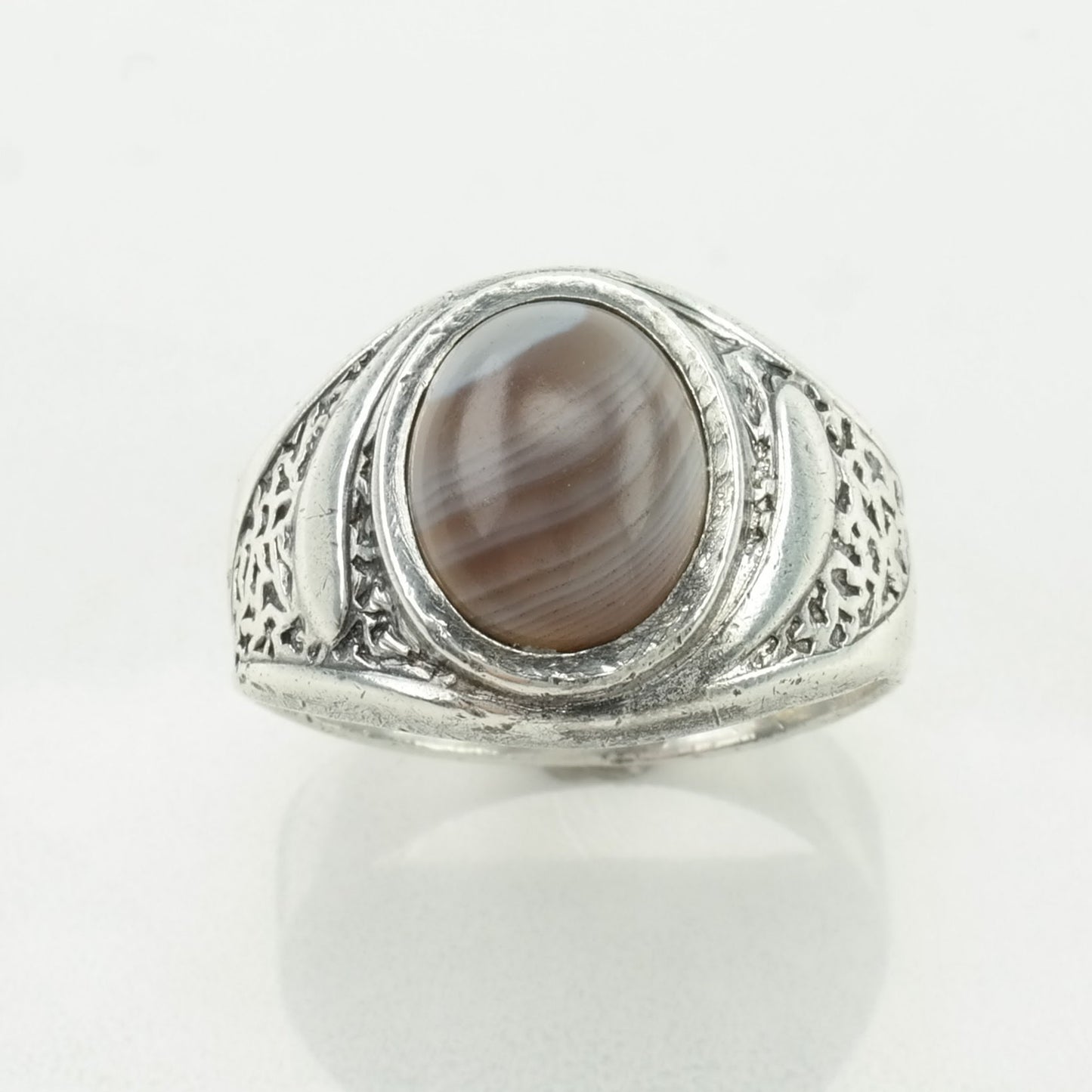 Sterling Silver Ring Agate Cabochon Size 9 1/2