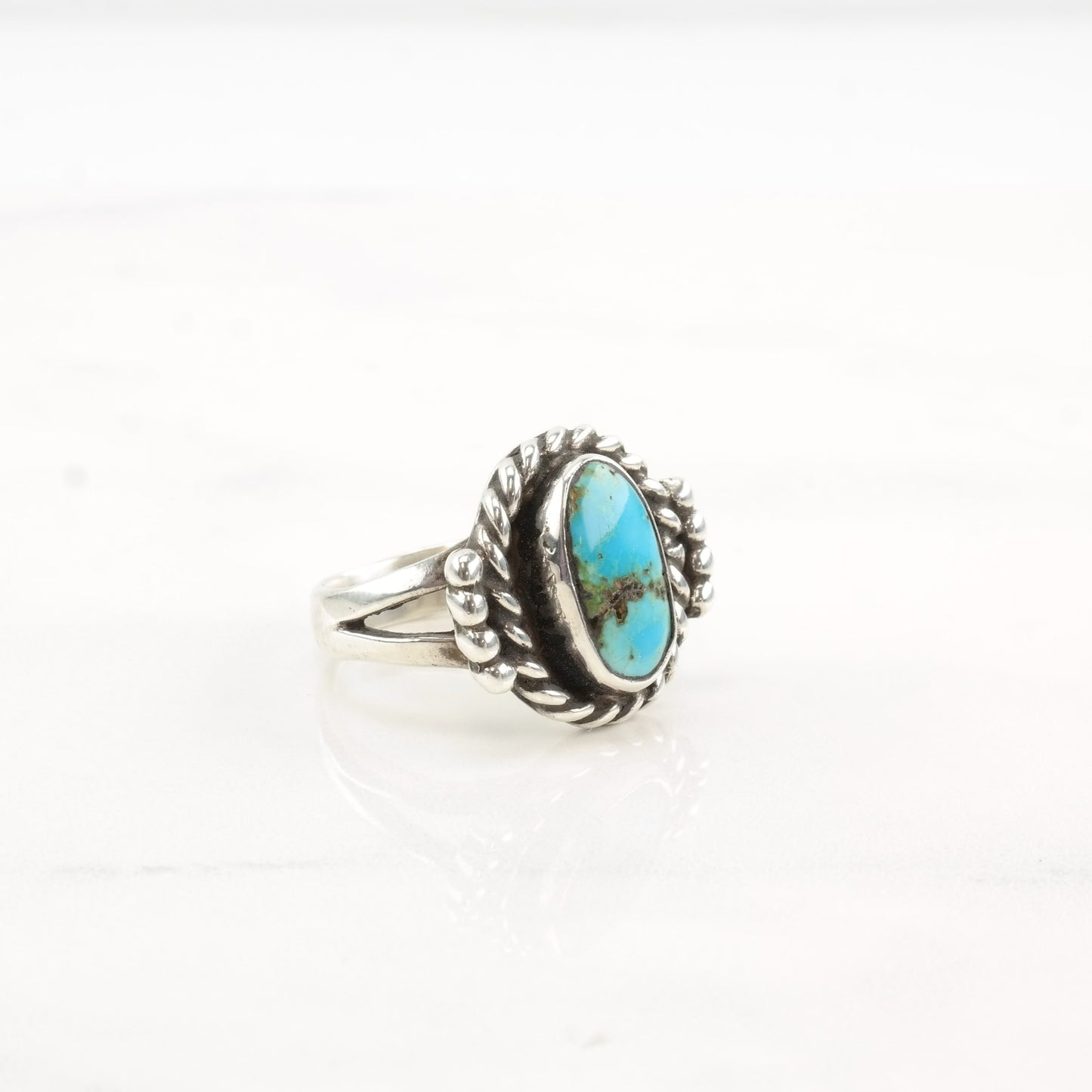 Native American Silver Ring Turquoise Sterling Size 6