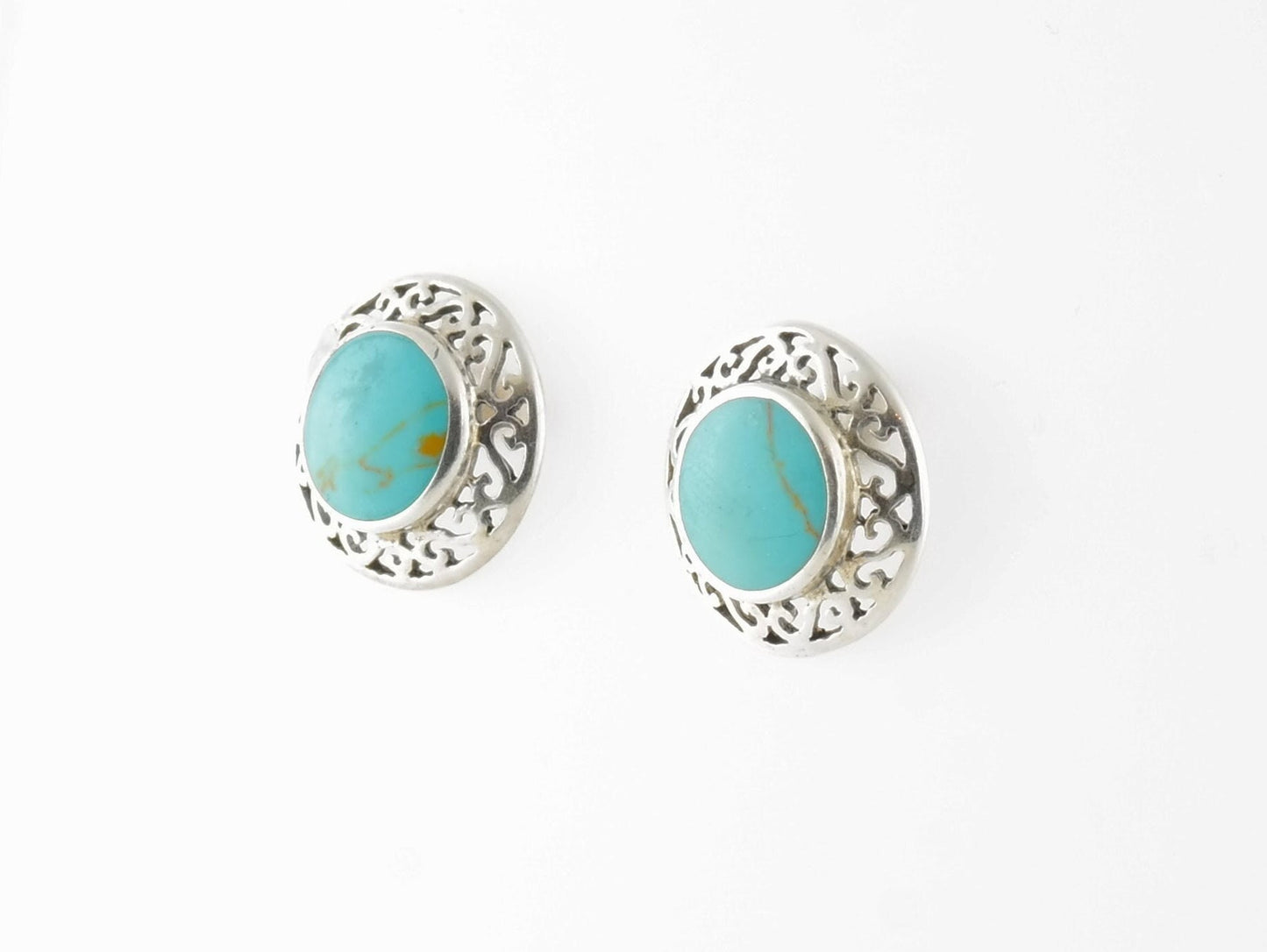 Sterling Silver Blue Turquoise Stud Earrings