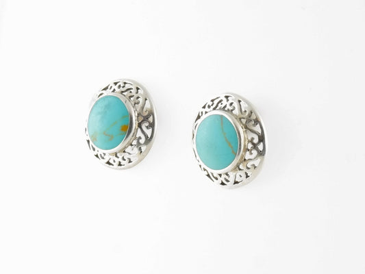 Sterling Silver Blue Turquoise Stud Earrings