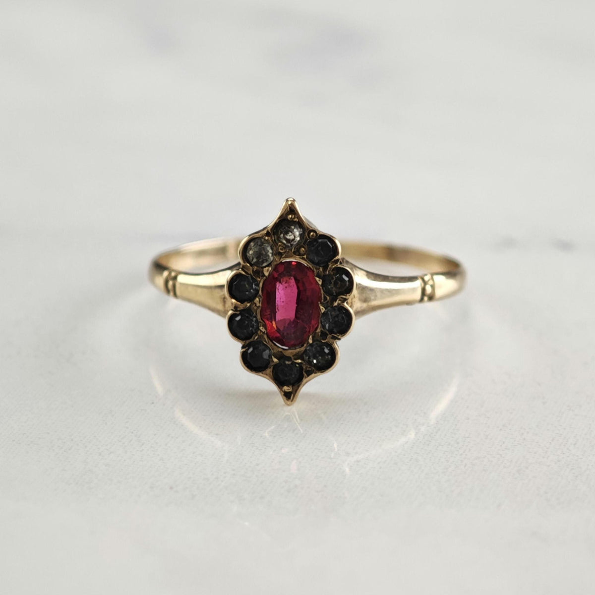 Victorian Paste 8K Yellow Gold Ring Sz 7 R6781