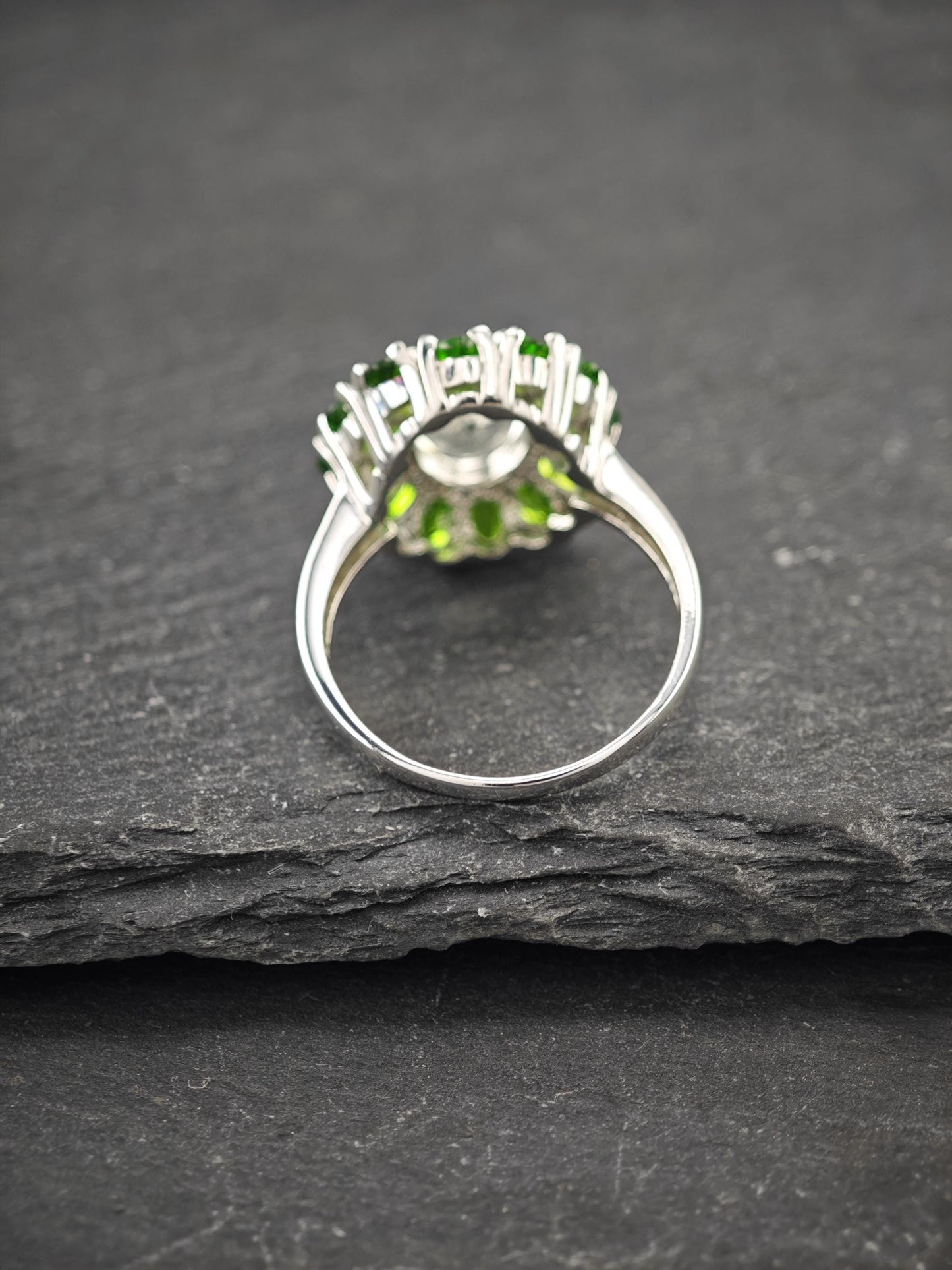 Vintage Topaz, Diopside Ring Sterling Silver