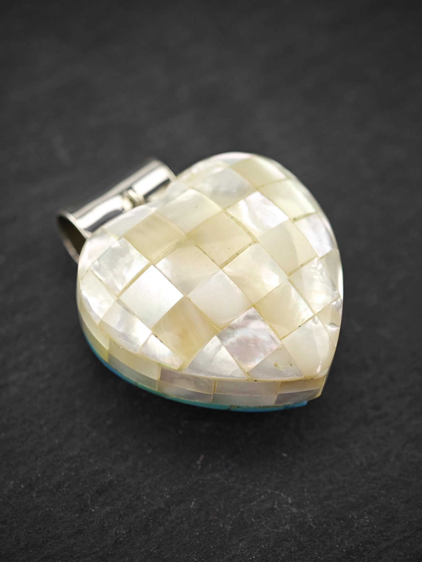 DTR Reversible Heart Pendant, Inlay Sterling Silver