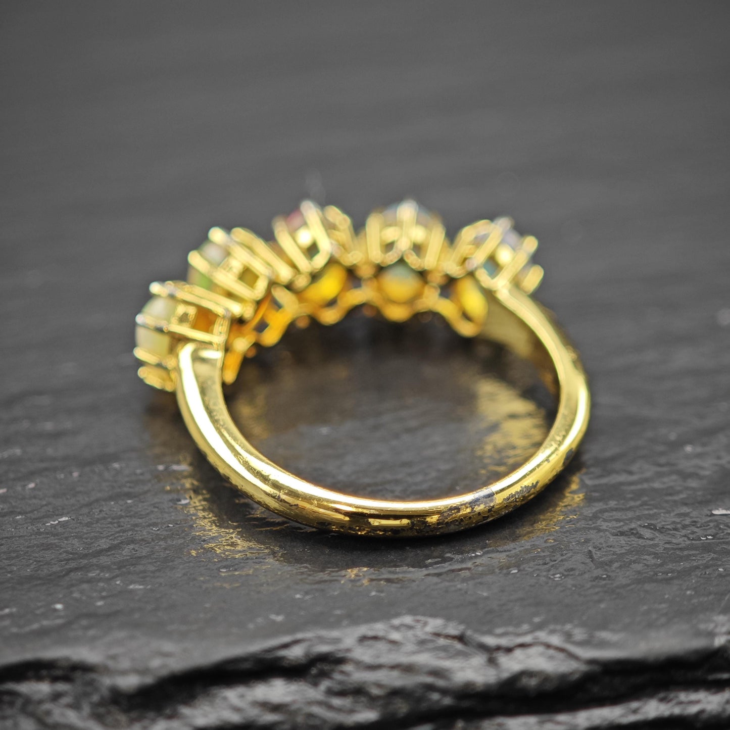 Yellow Opal Gold Plated Ring Sterling Silver Sz 8