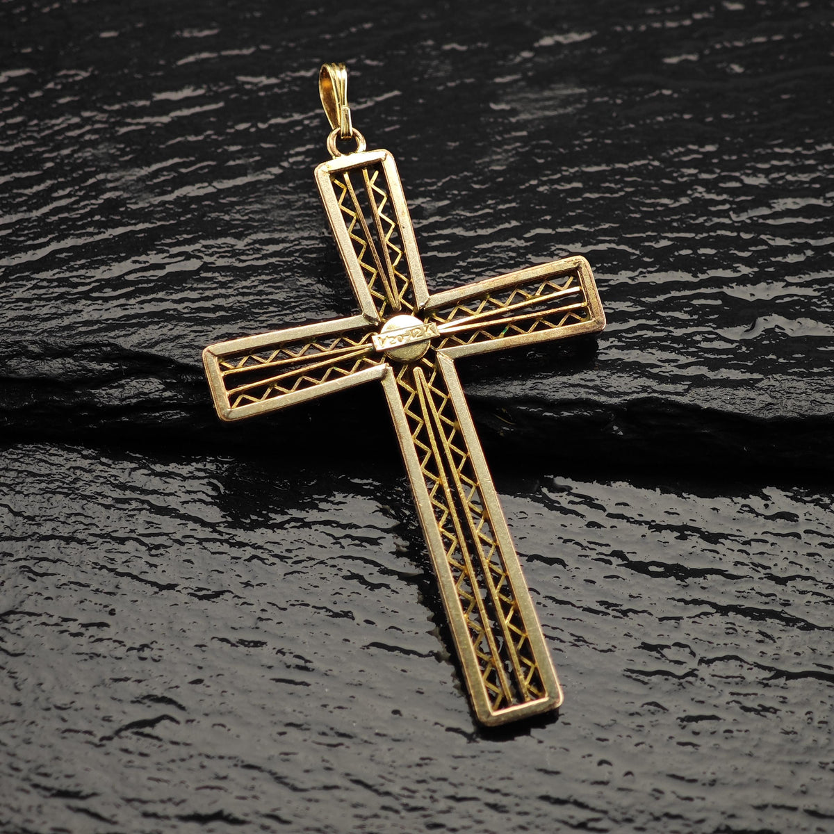 12K Gold-Filled Filigree Cross Pendant P3155