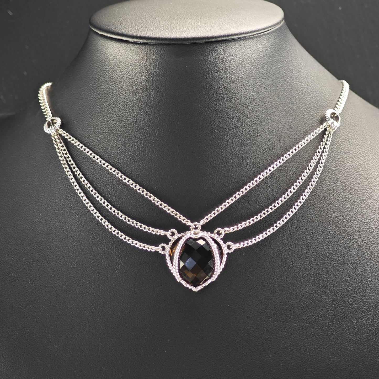 Anthony Nak Smoky Quartz, Heart Sterling Silver Necklace N2736