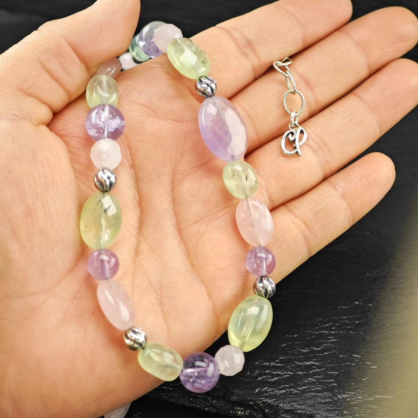 Carolyn Pollack Amethyst Prehnite Beaded Necklace N2645
