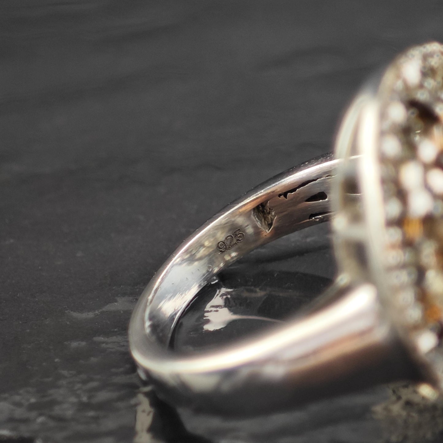 Brown Diamond Cluster Sterling Silver Ring Sz 6 R6609