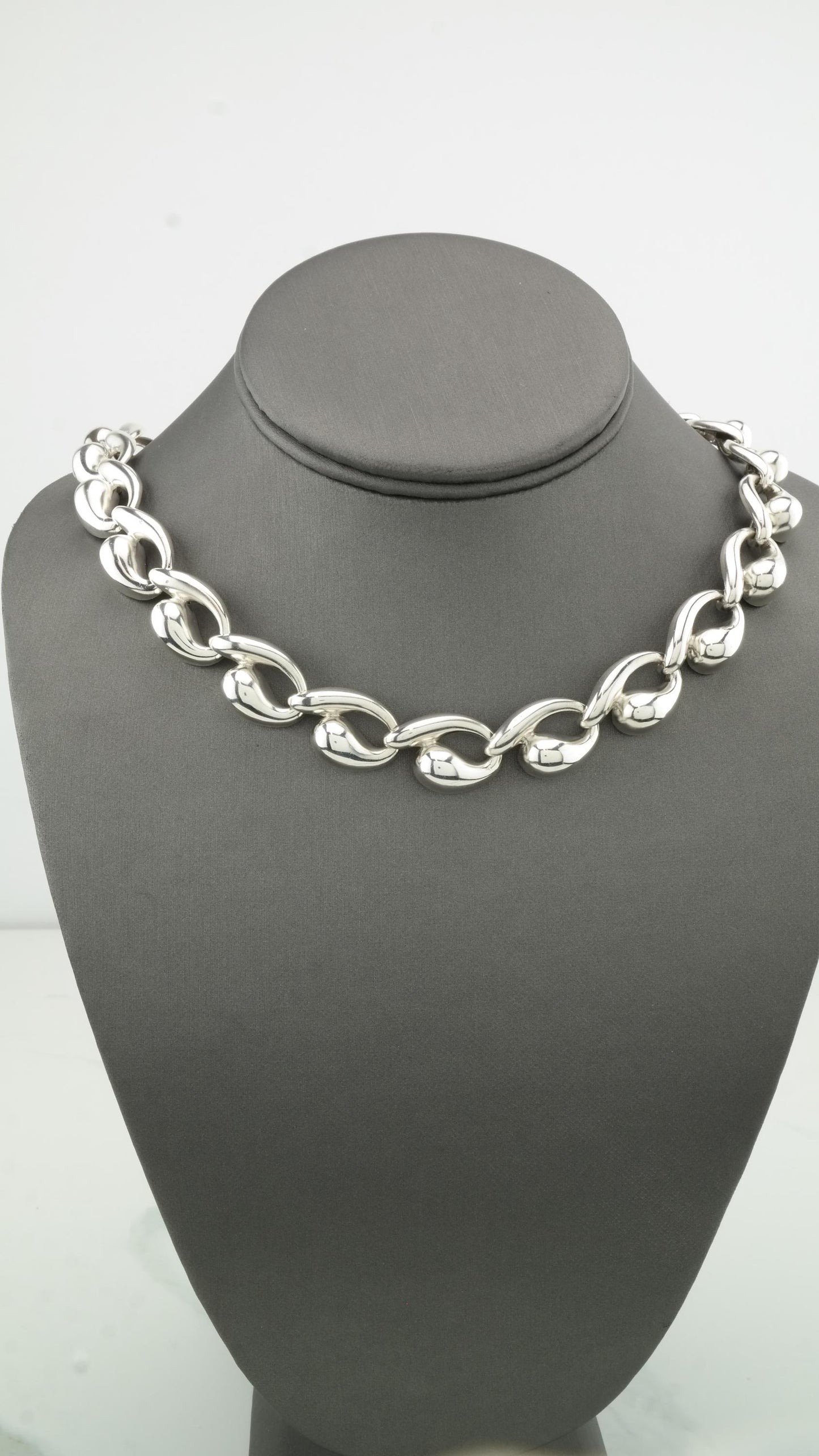 Charles Krypell Sterling Silver Necklace | Sculptural Modernist Jewelry | 18.5"