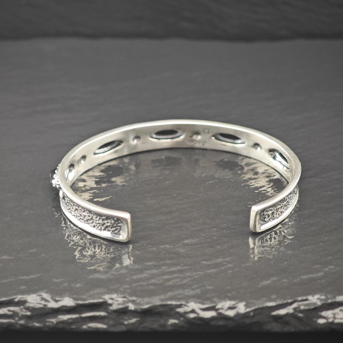 Carolyn Pollack Onyx Sandcast Cuff Bracelet Sterling Silver