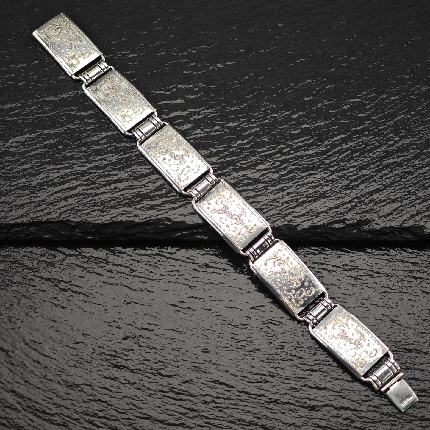 835 European Silver Gazel Link Bracelet Silver Size 6 3/4"