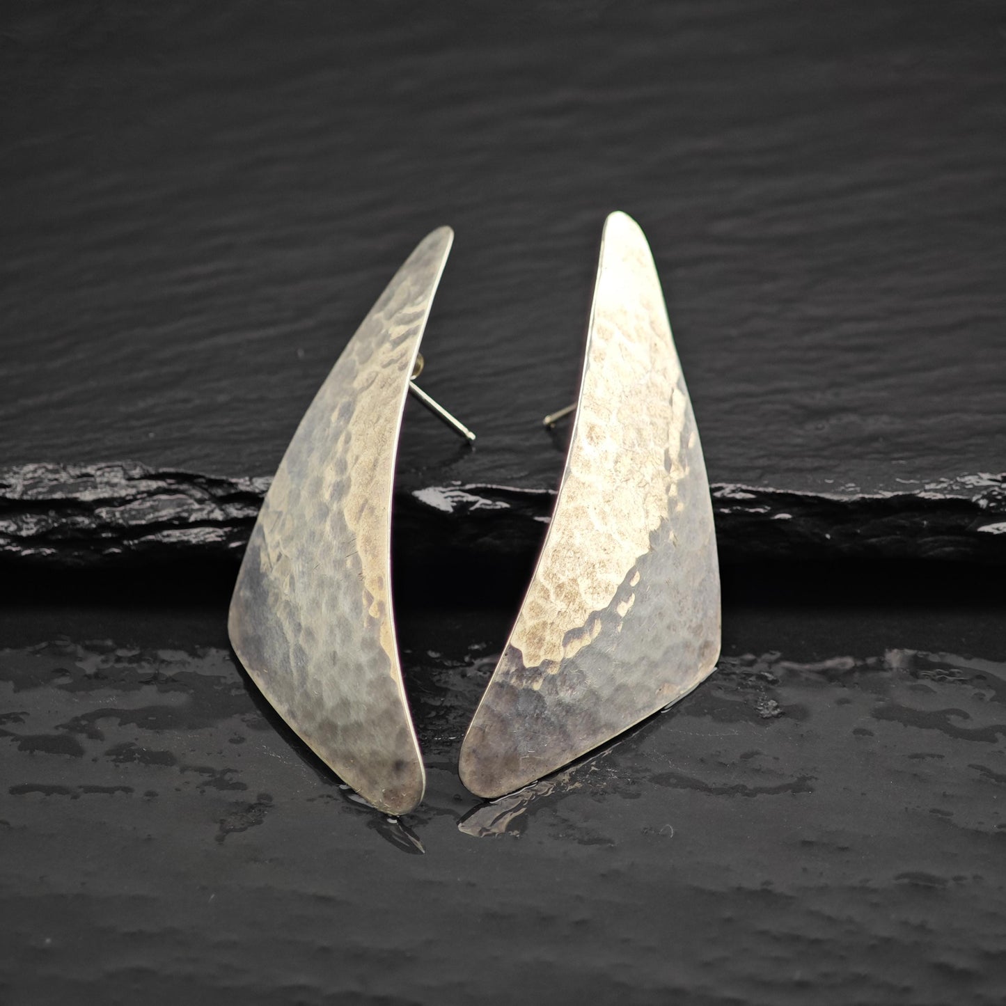 Native American Hammered Finish Stud Sterling Silver Earrings ER3121