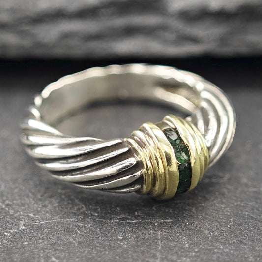 Vintage David Yurman, 14K gold Accent Ring Sterling Silver