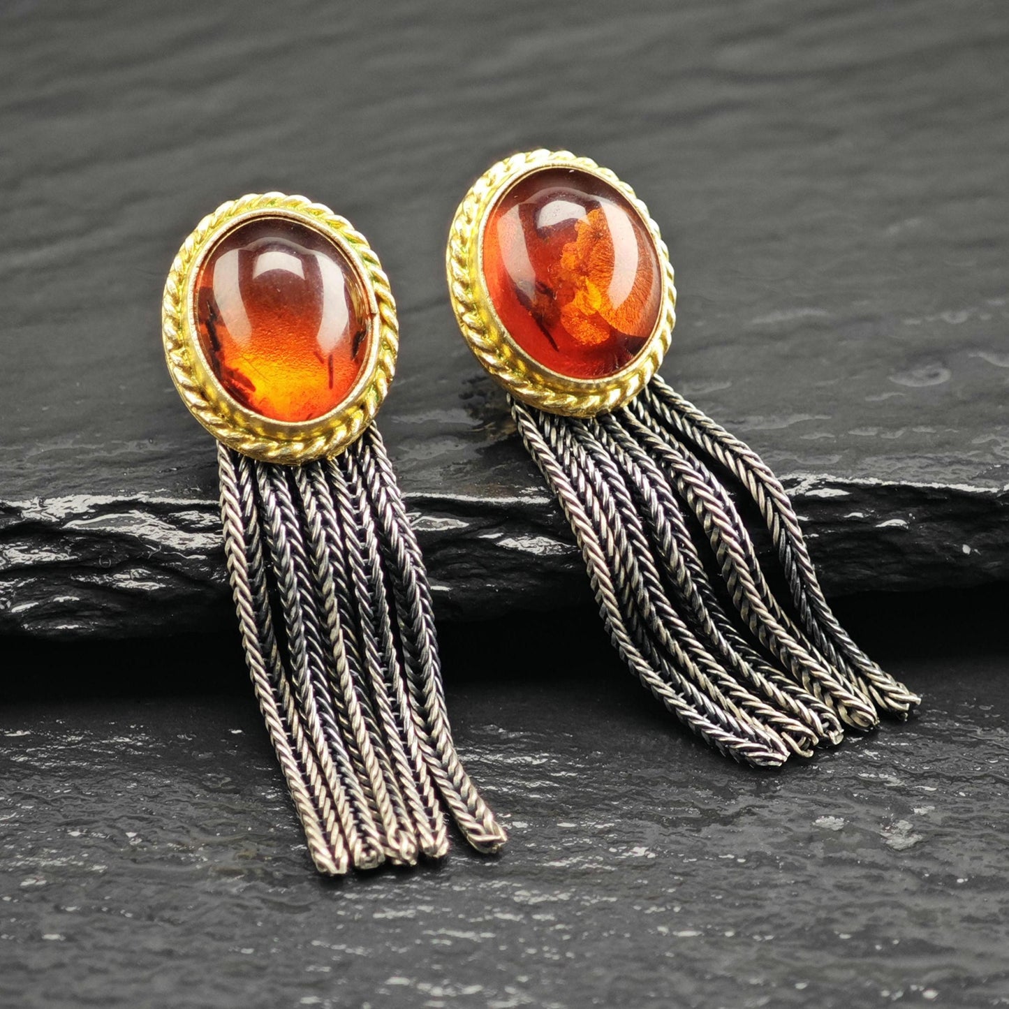 Amber Stud Sterling Silver Earrings ER3125